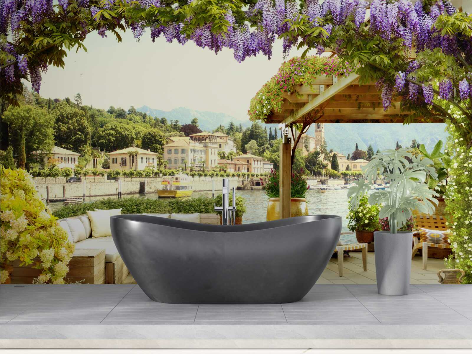 Фотошпалери об'єкт з бузковим дахом