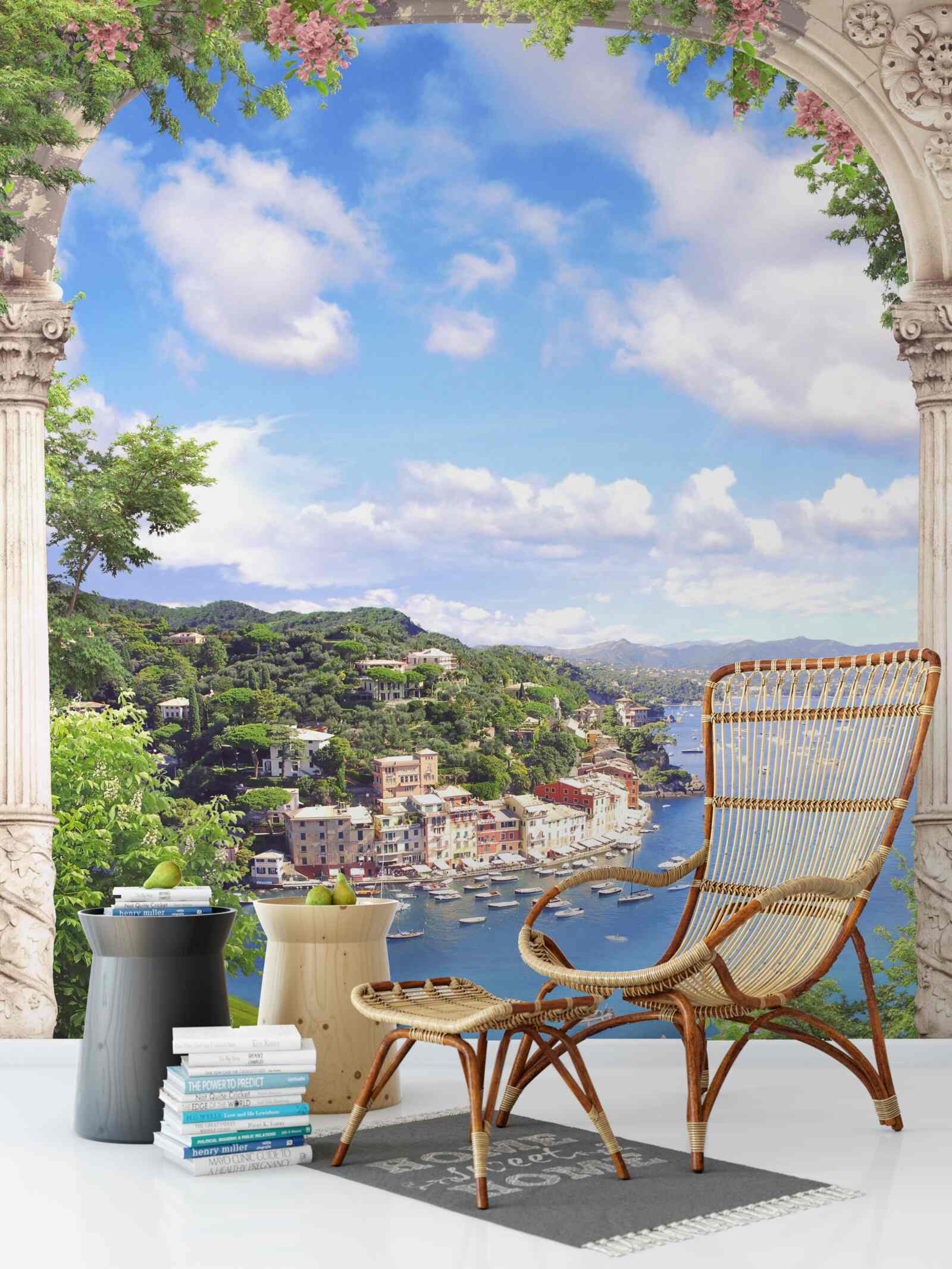 Фотошпалери з тераси відкривається вид на місто і море