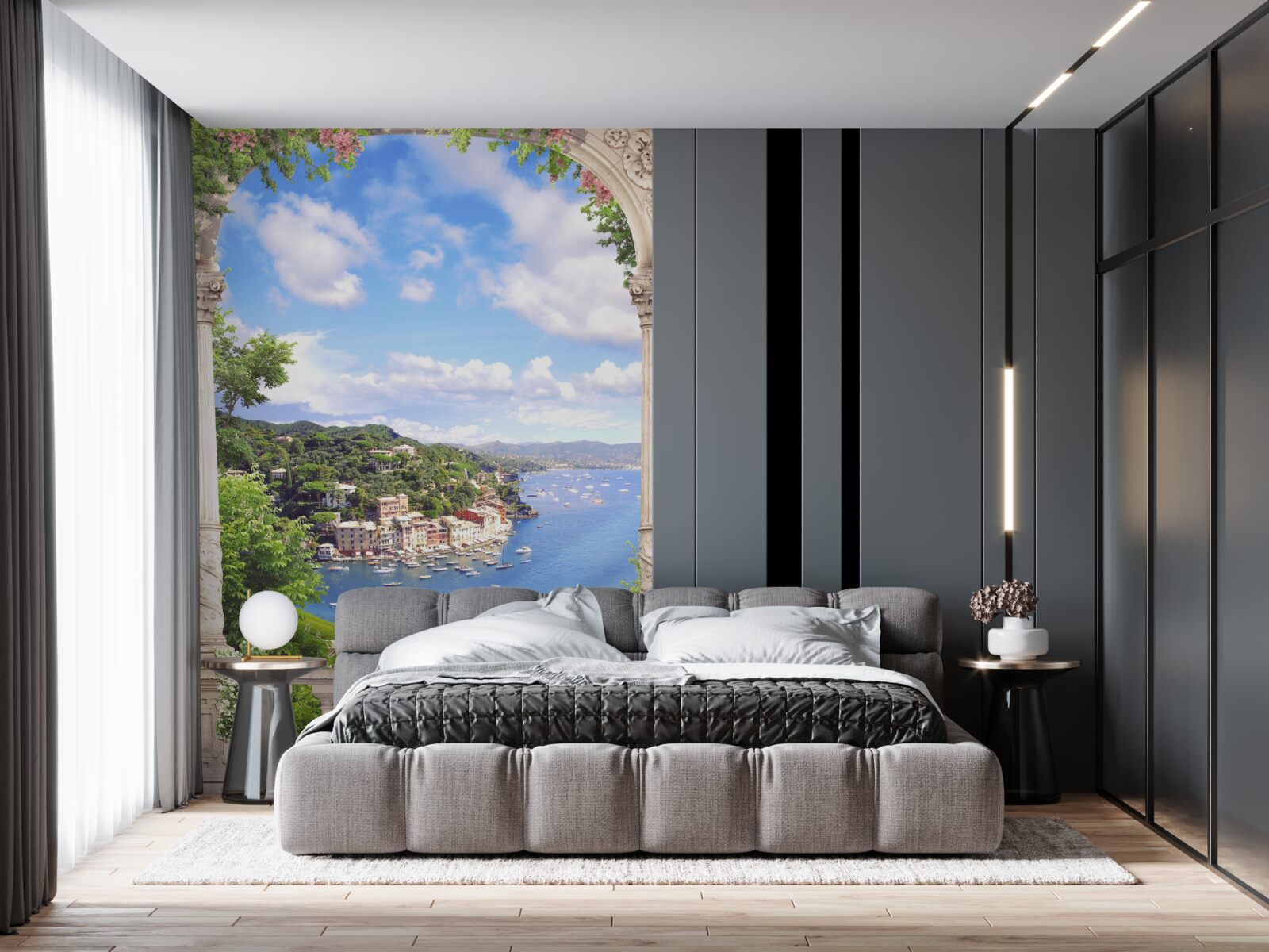 Фотошпалери з тераси відкривається вид на місто і море