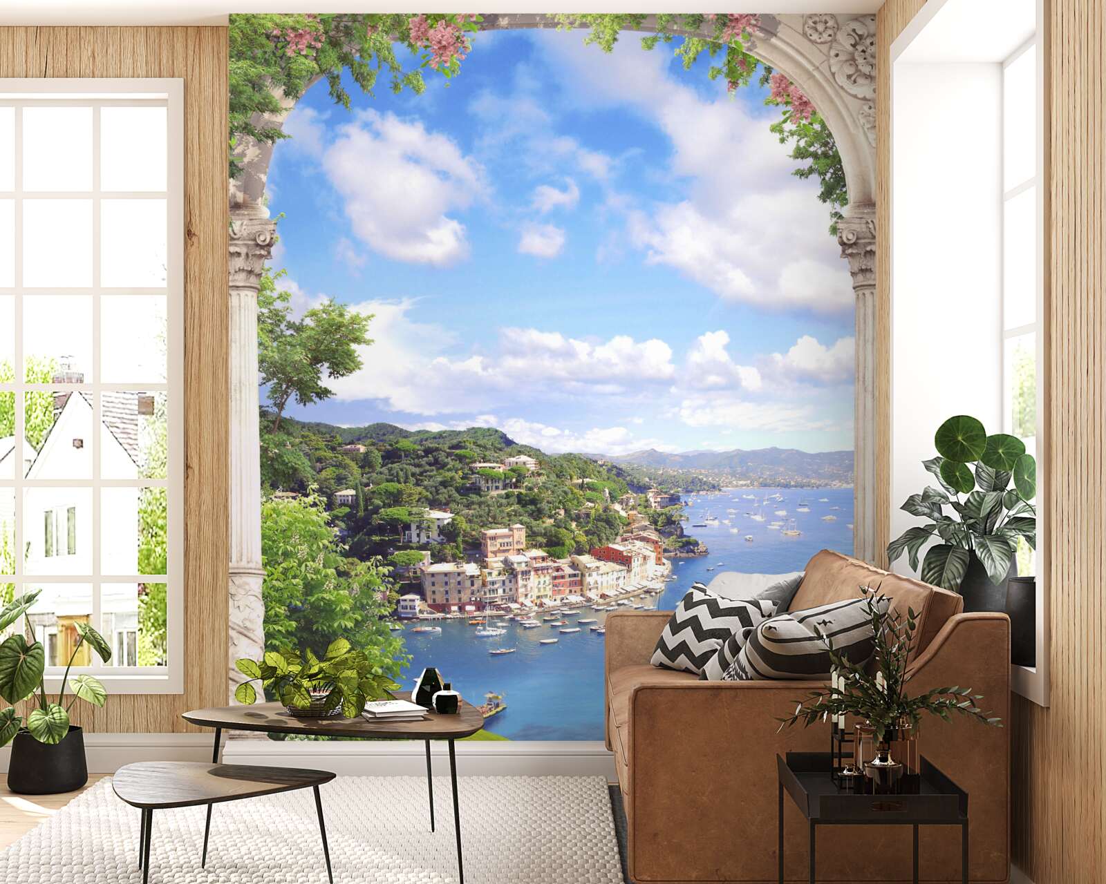 Фотошпалери з тераси відкривається вид на місто і море