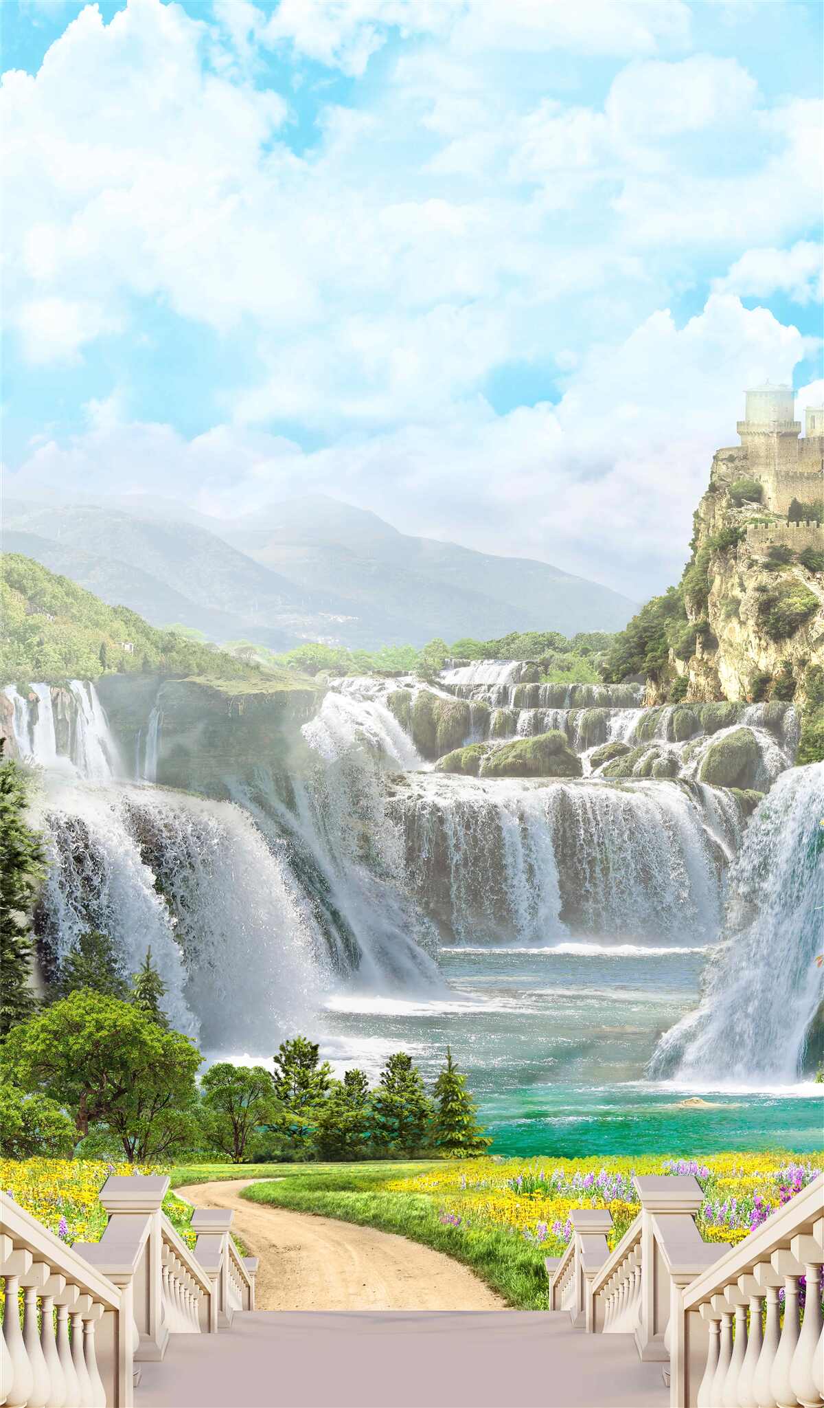 Фотошпалери стежка, що веде до водоспадів