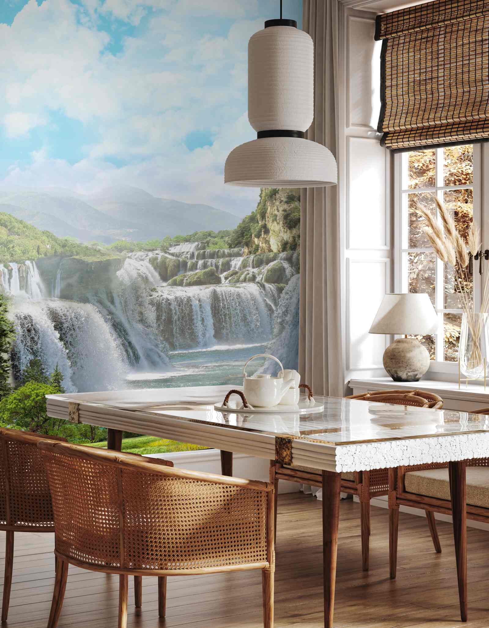 Фотошпалери стежка, що веде до водоспадів