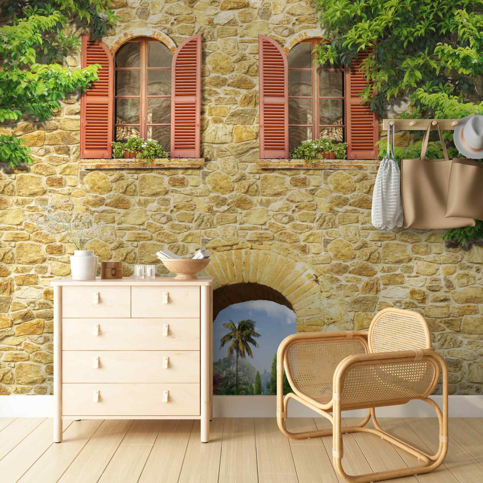 Фотошпалери кам'яний будинок з вікнами