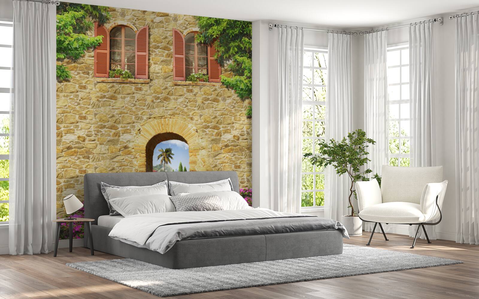 Фотошпалери кам'яний будинок з вікнами