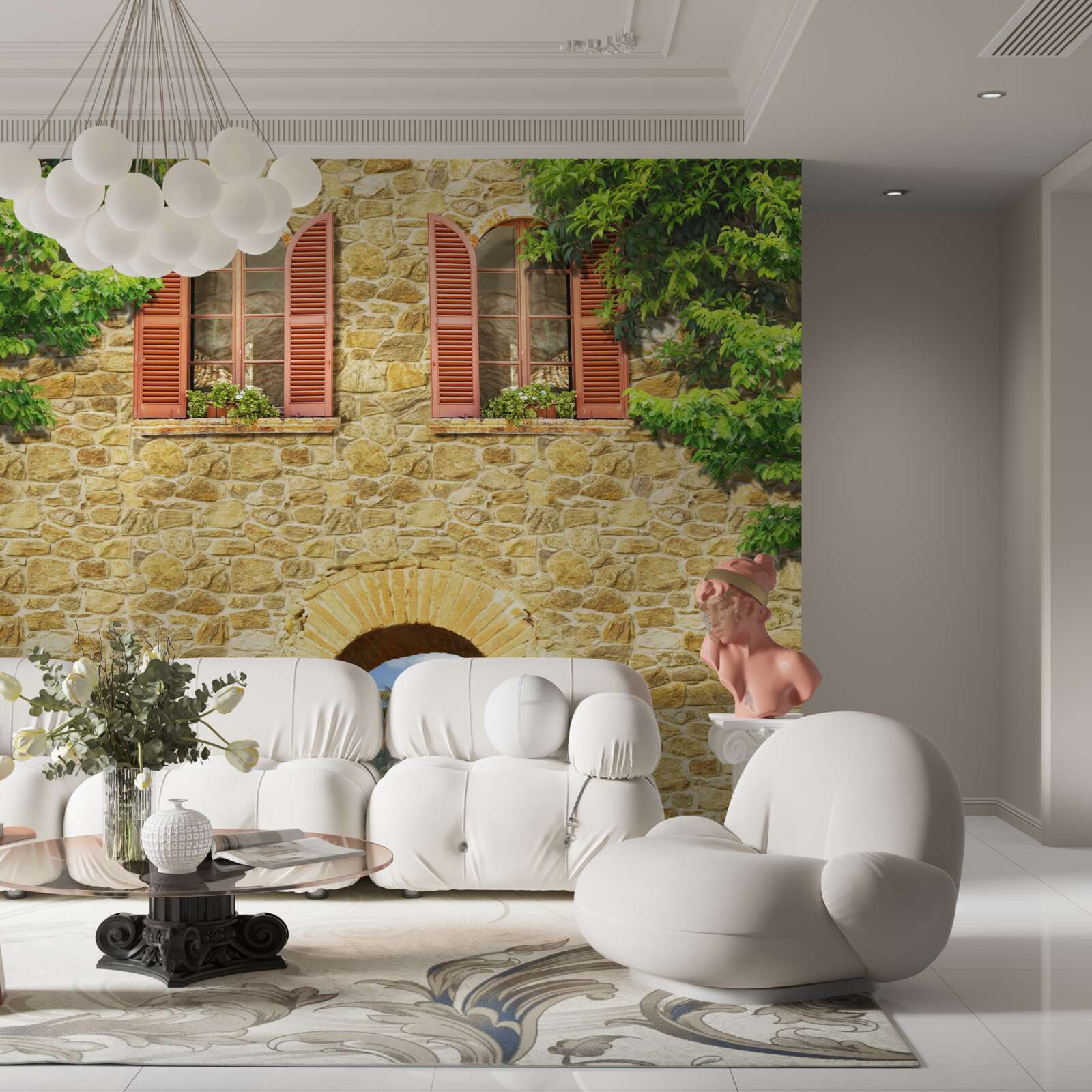 Фотошпалери кам'яний будинок з вікнами