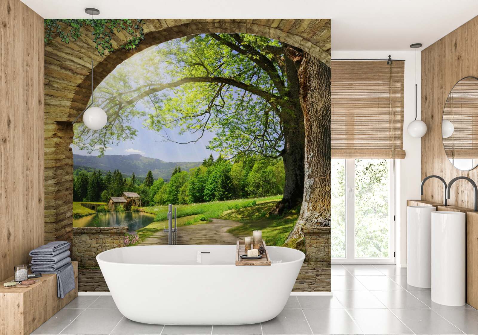 Фотошпалери вихід з арки в ліс