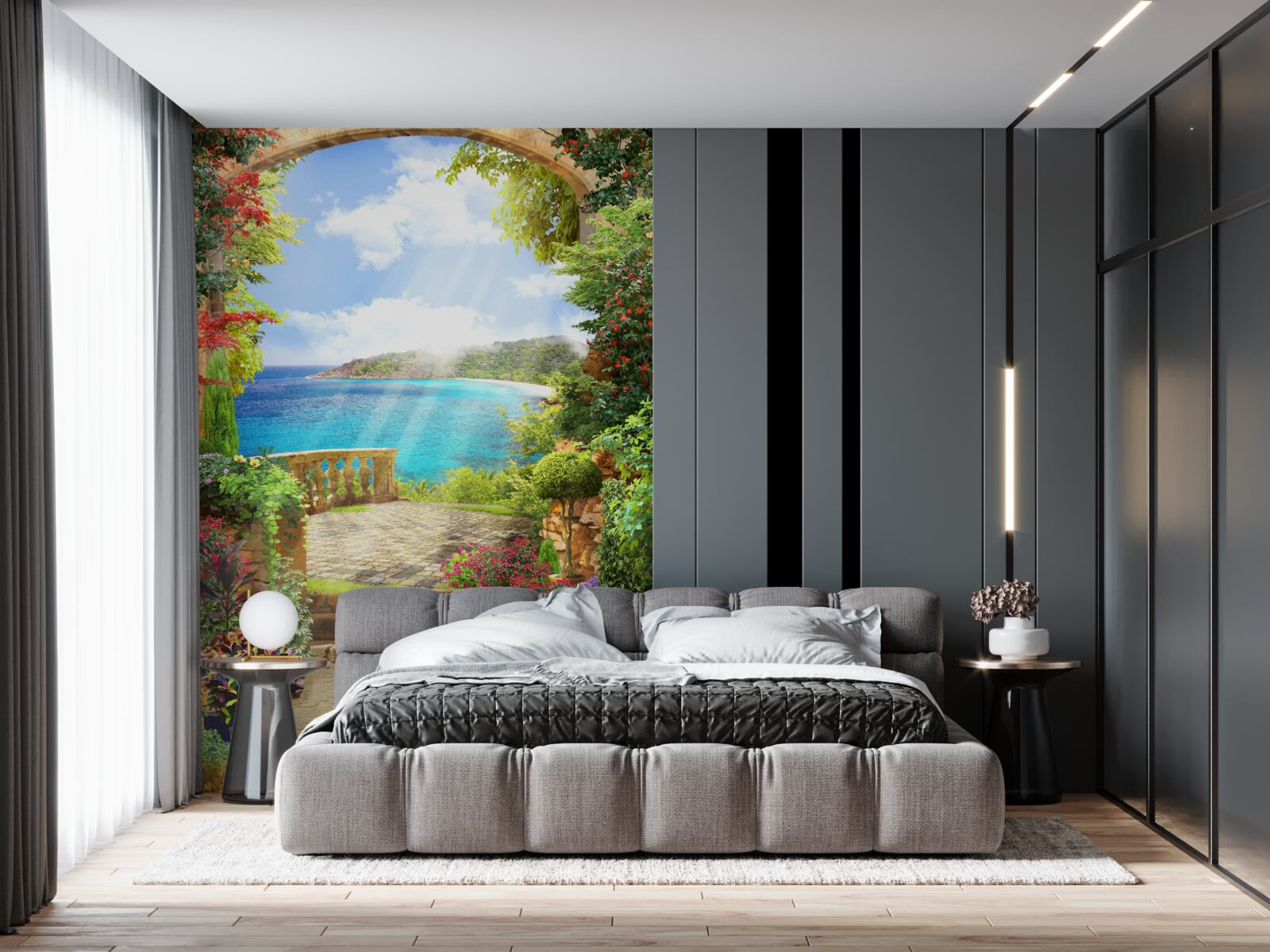 Фотошпалери доріжка до тераси з видом на море