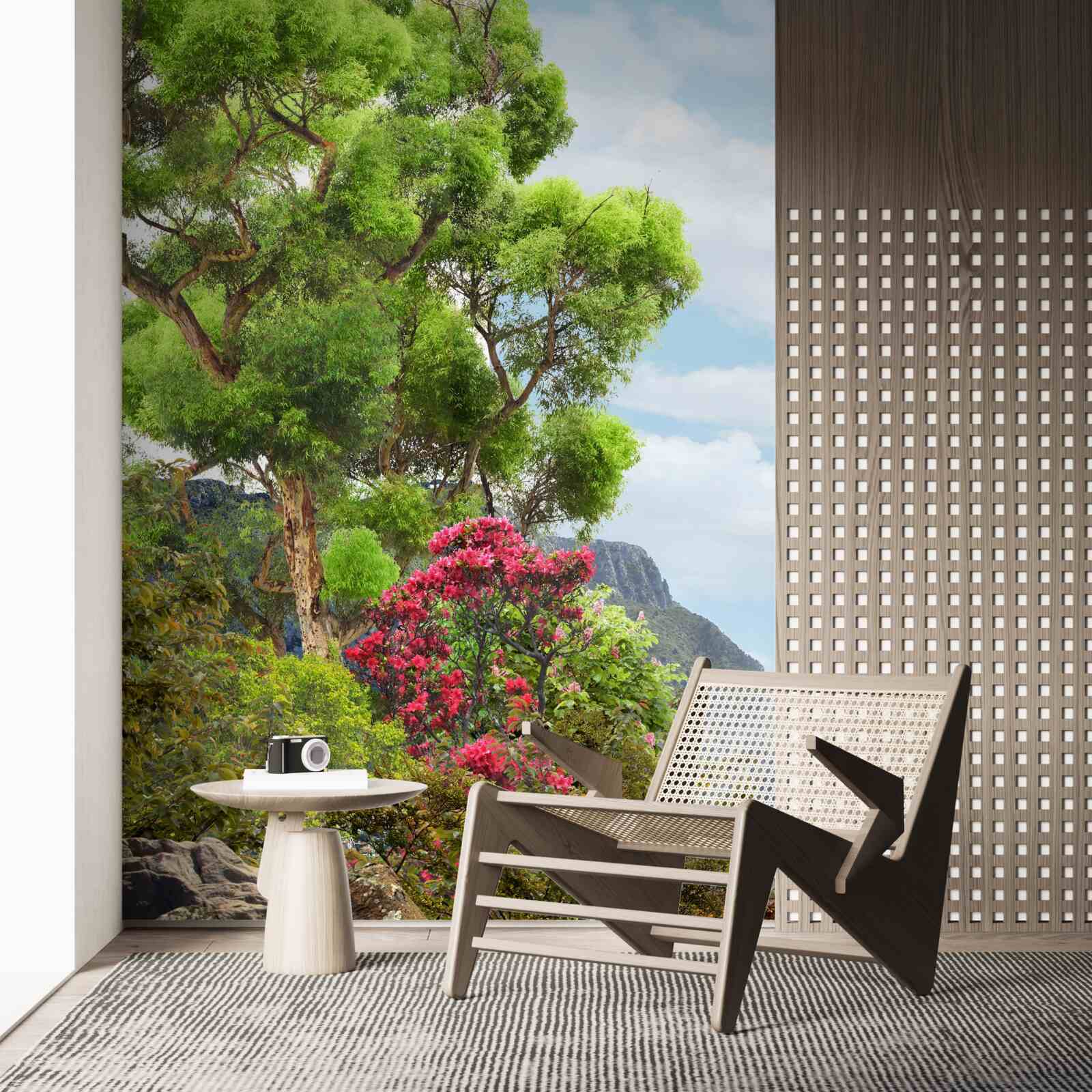 Фотошпалери трава і гірський потік