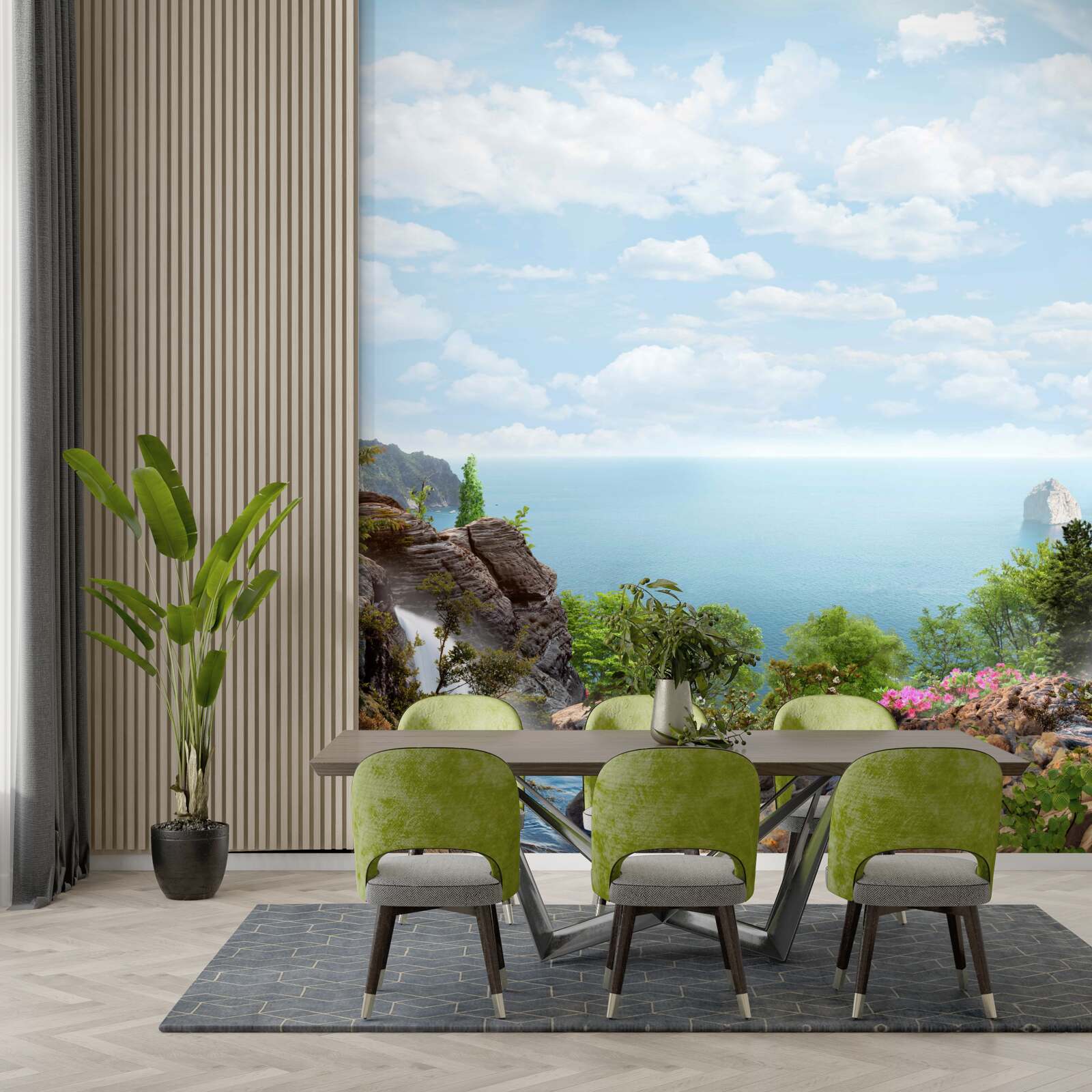 Фотошпалери водоспад на краю скелі