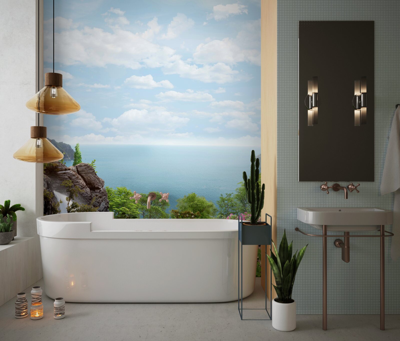 Фотошпалери водоспад на краю скелі