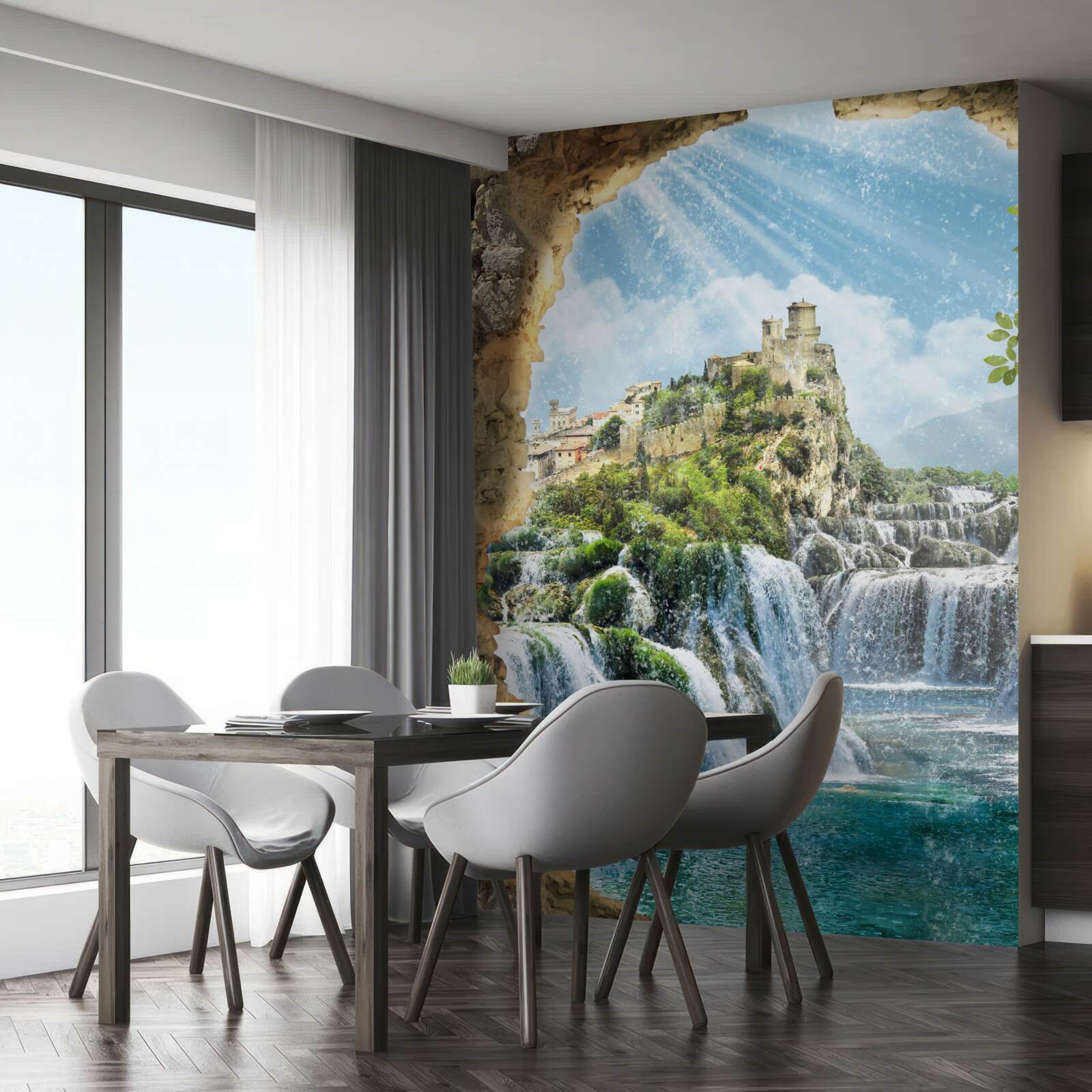 Фотошпалери панорама великих водоспадів