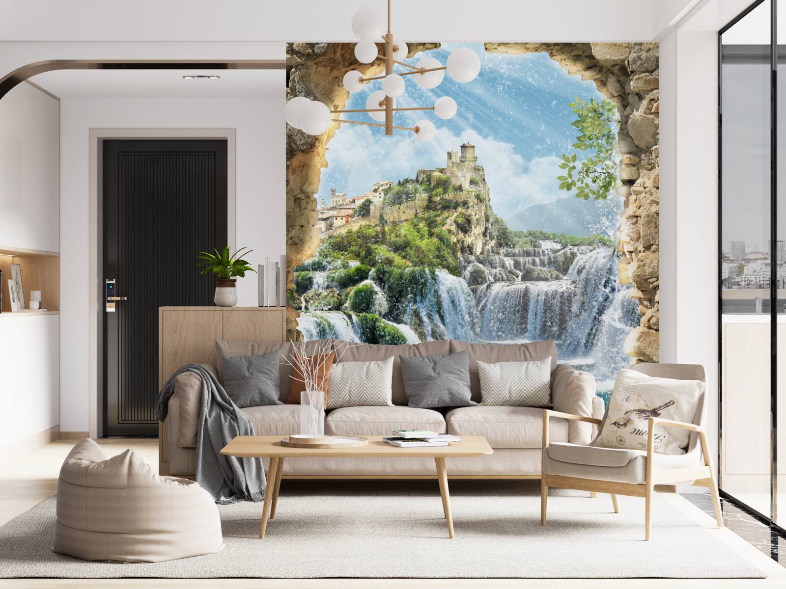 Фотошпалери панорама великих водоспадів