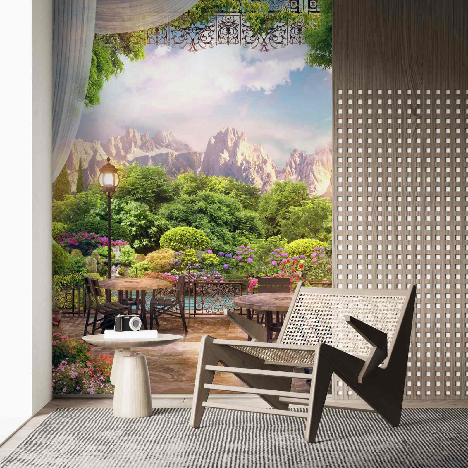 Фотошпалери місця в кафе з чудовим краєвидом