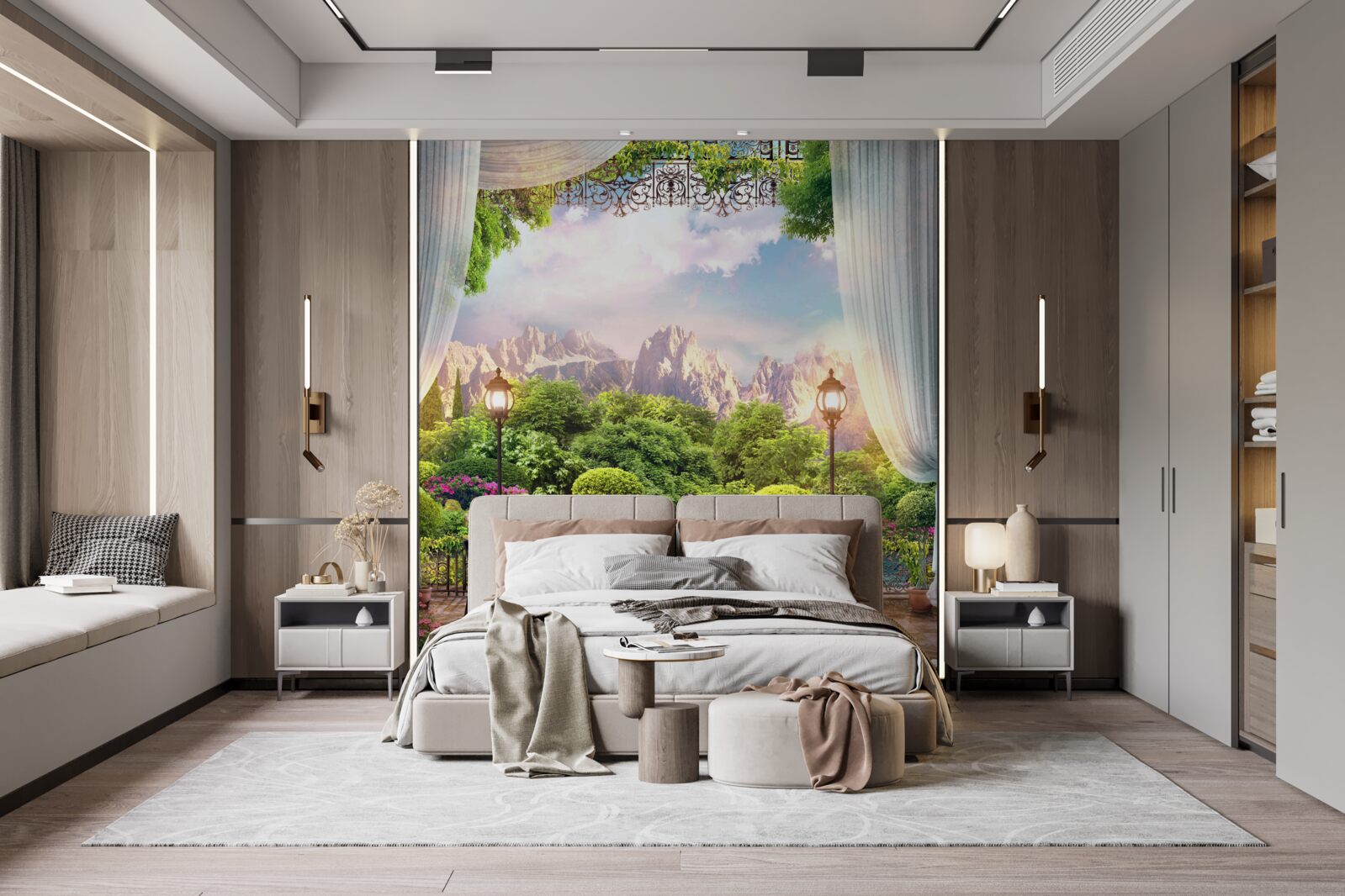 Фотошпалери місця в кафе з чудовим краєвидом