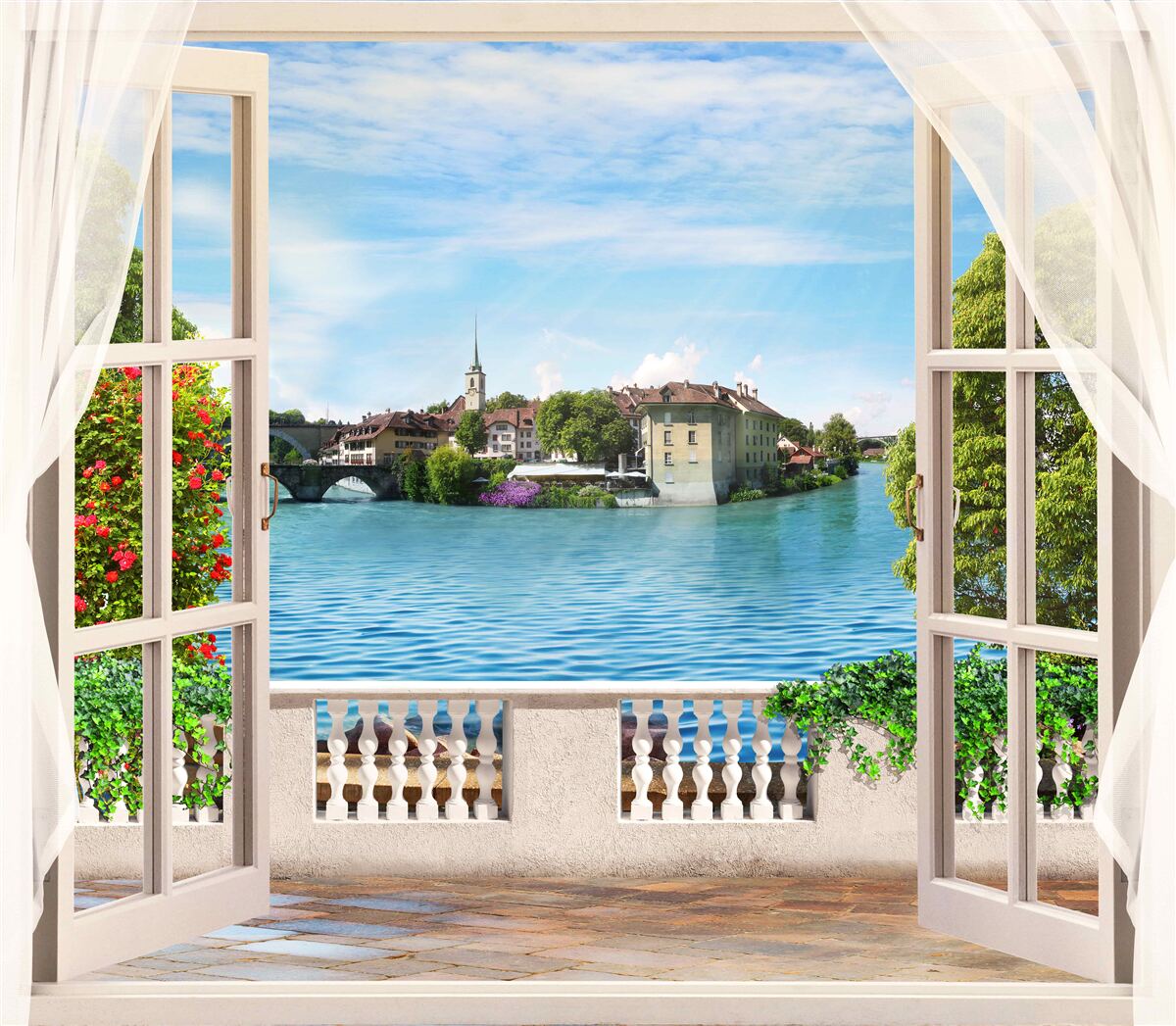 Фотошпалери пейзаж спокійного синього моря