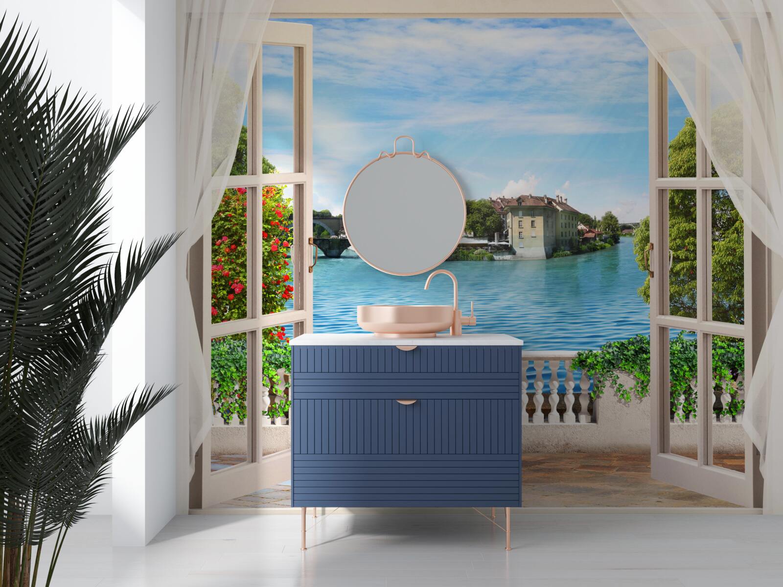 Фотошпалери пейзаж спокійного синього моря