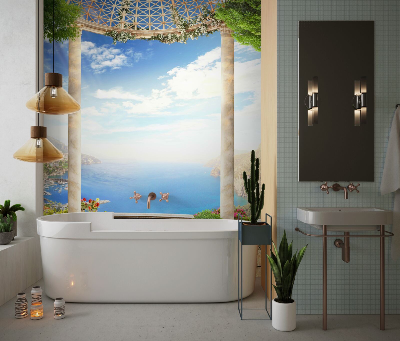 Фотошпалери платформа з видом на море