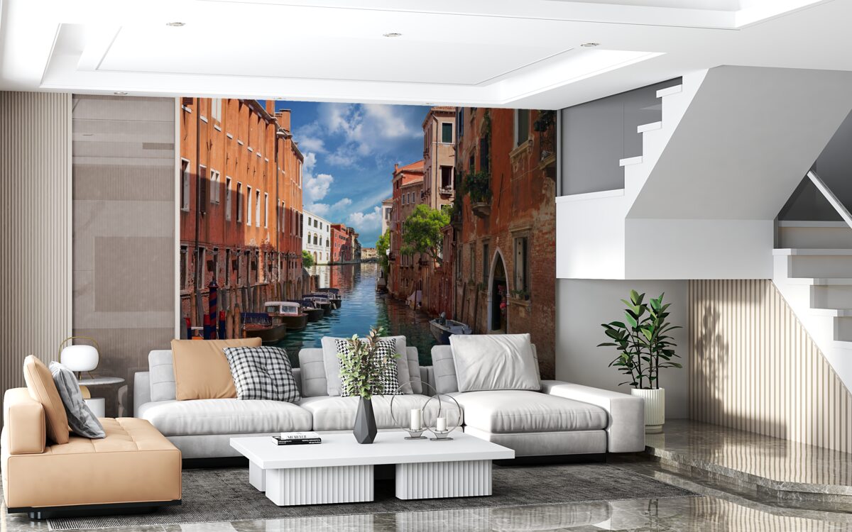 Фотошпалери вузький прохід між будинками у венеції