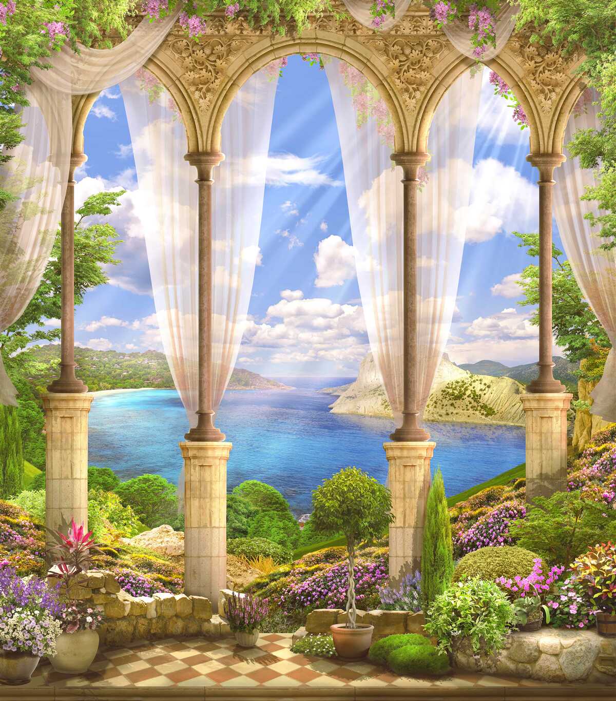 Фотошпалери з тераси відкривається вид на морську гладь