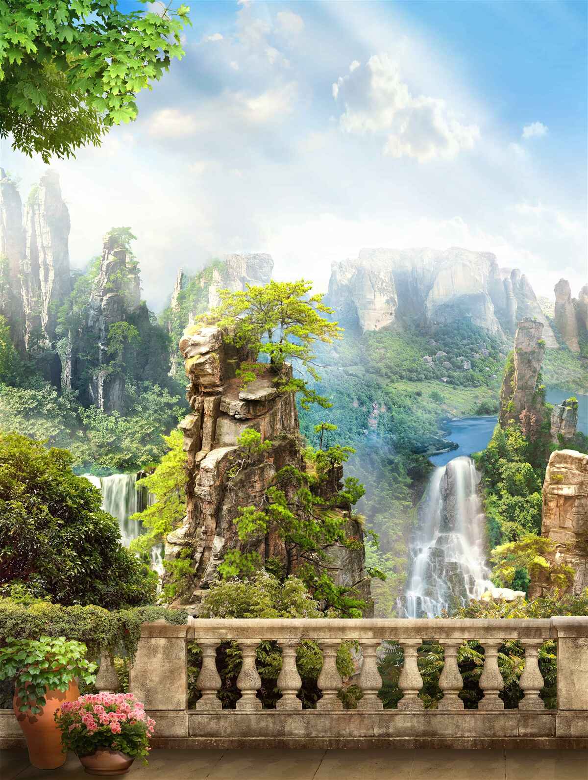 Фотошпалери скелі, всіяні деревами