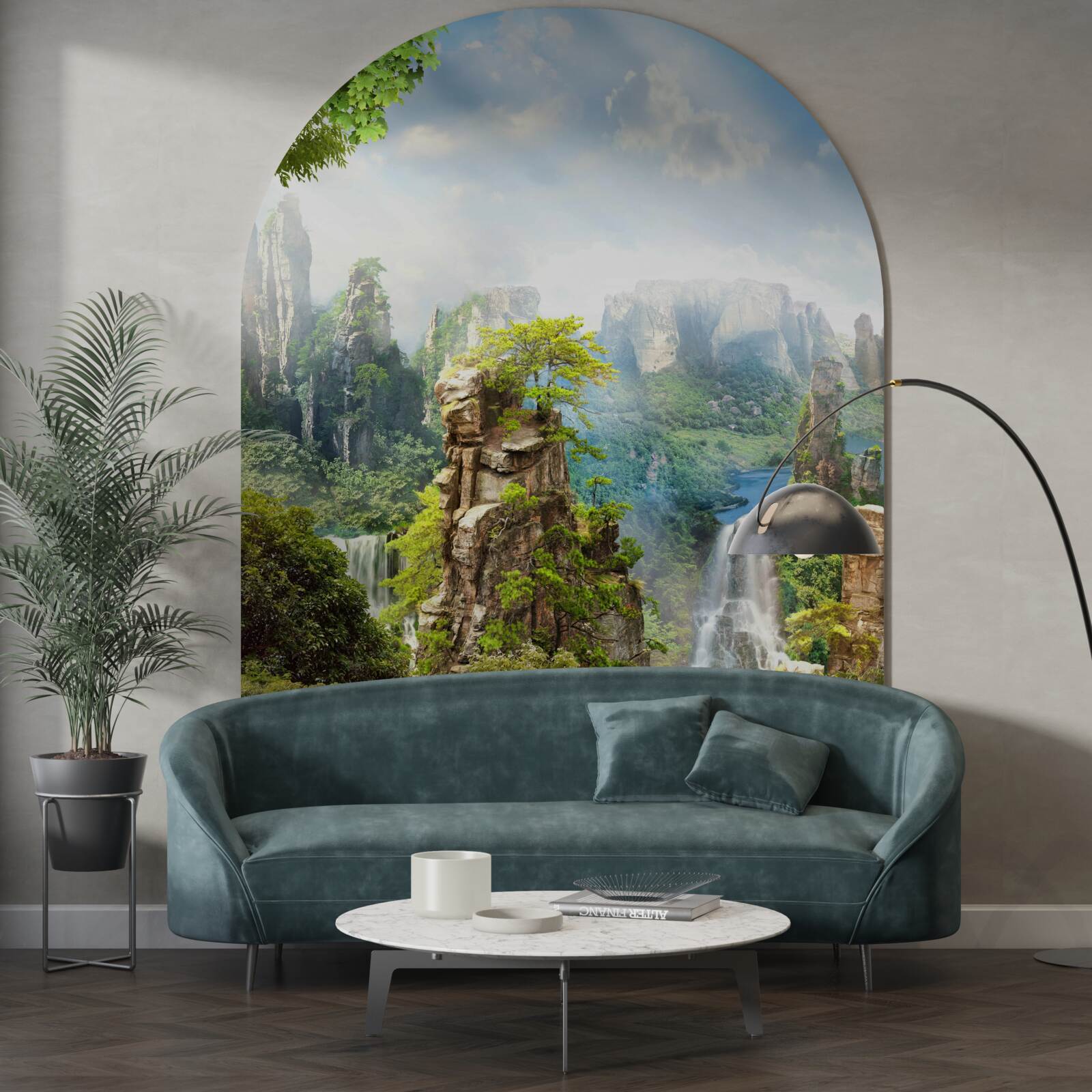 Фотошпалери скелі, всіяні деревами