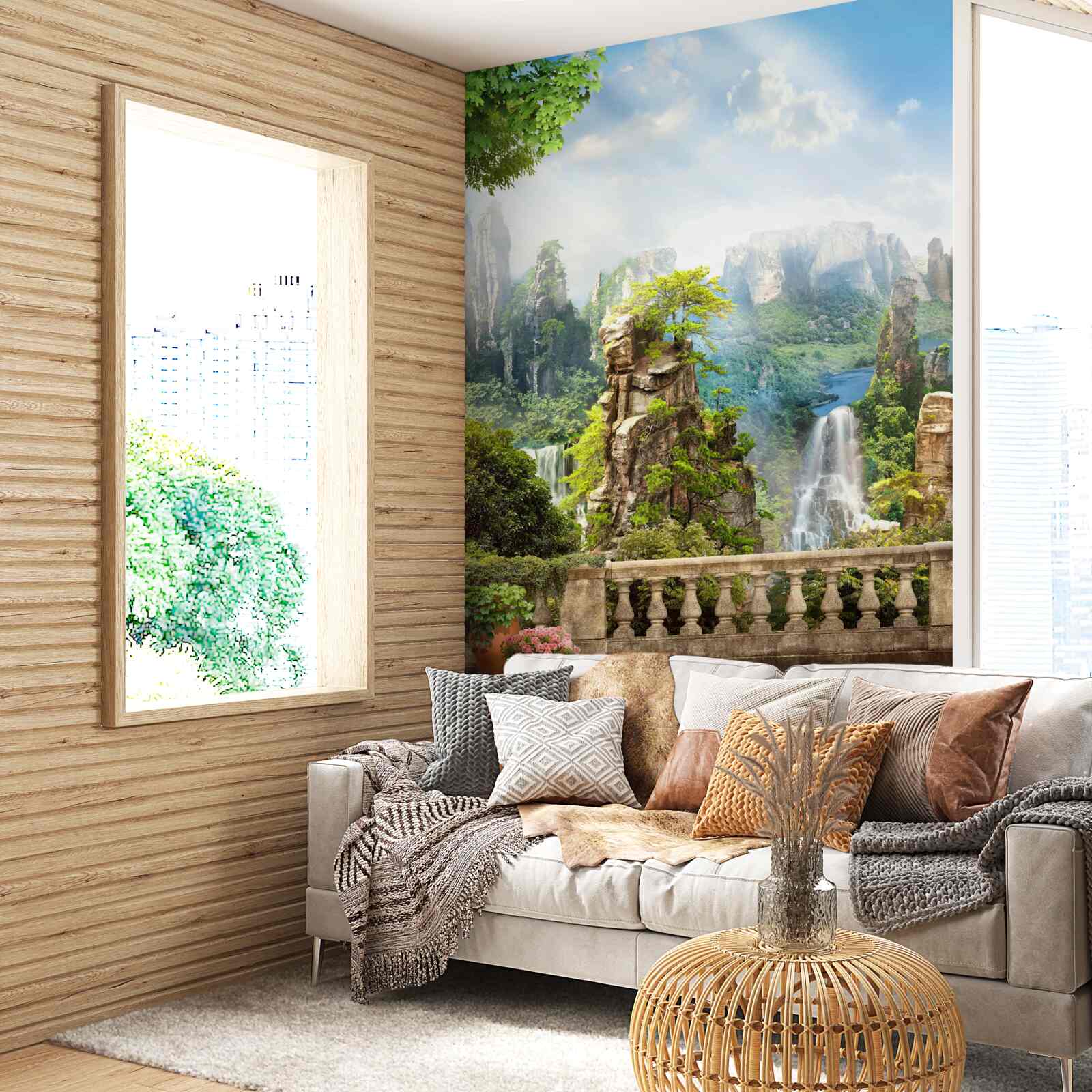 Фотошпалери скелі, всіяні деревами