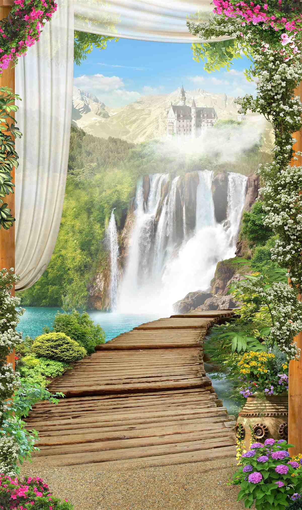 Фотошпалери стежка, що веде до водоспаду