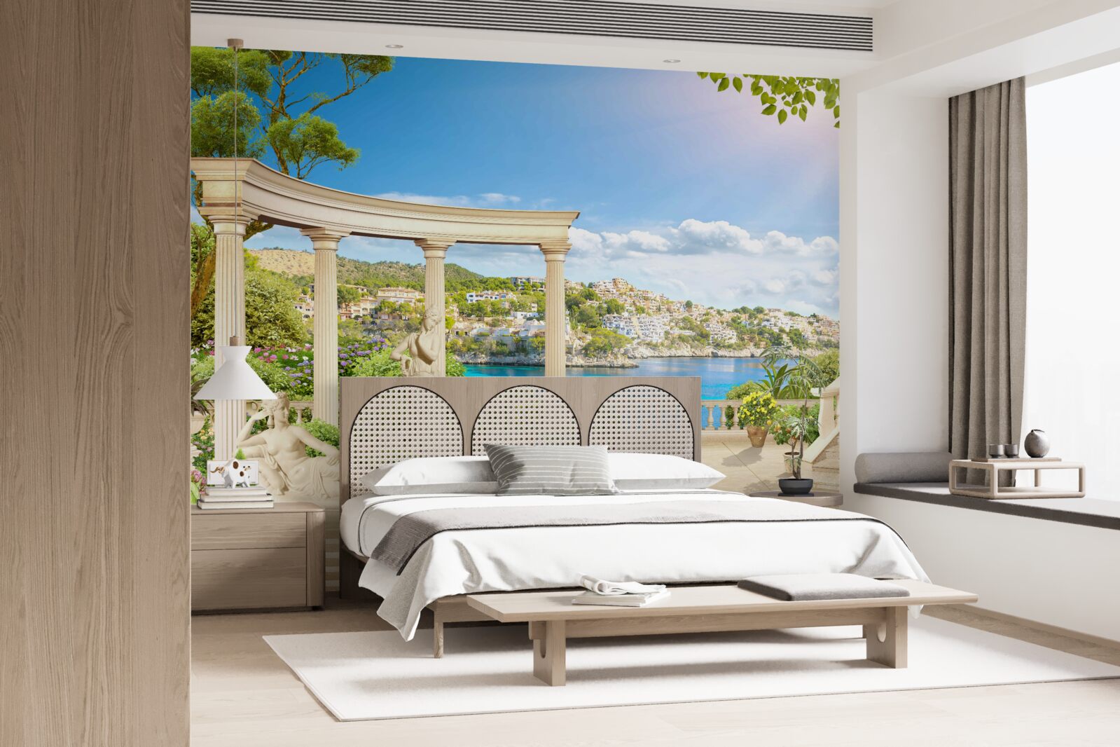 Фотошпалери статуя та арки на тлі води