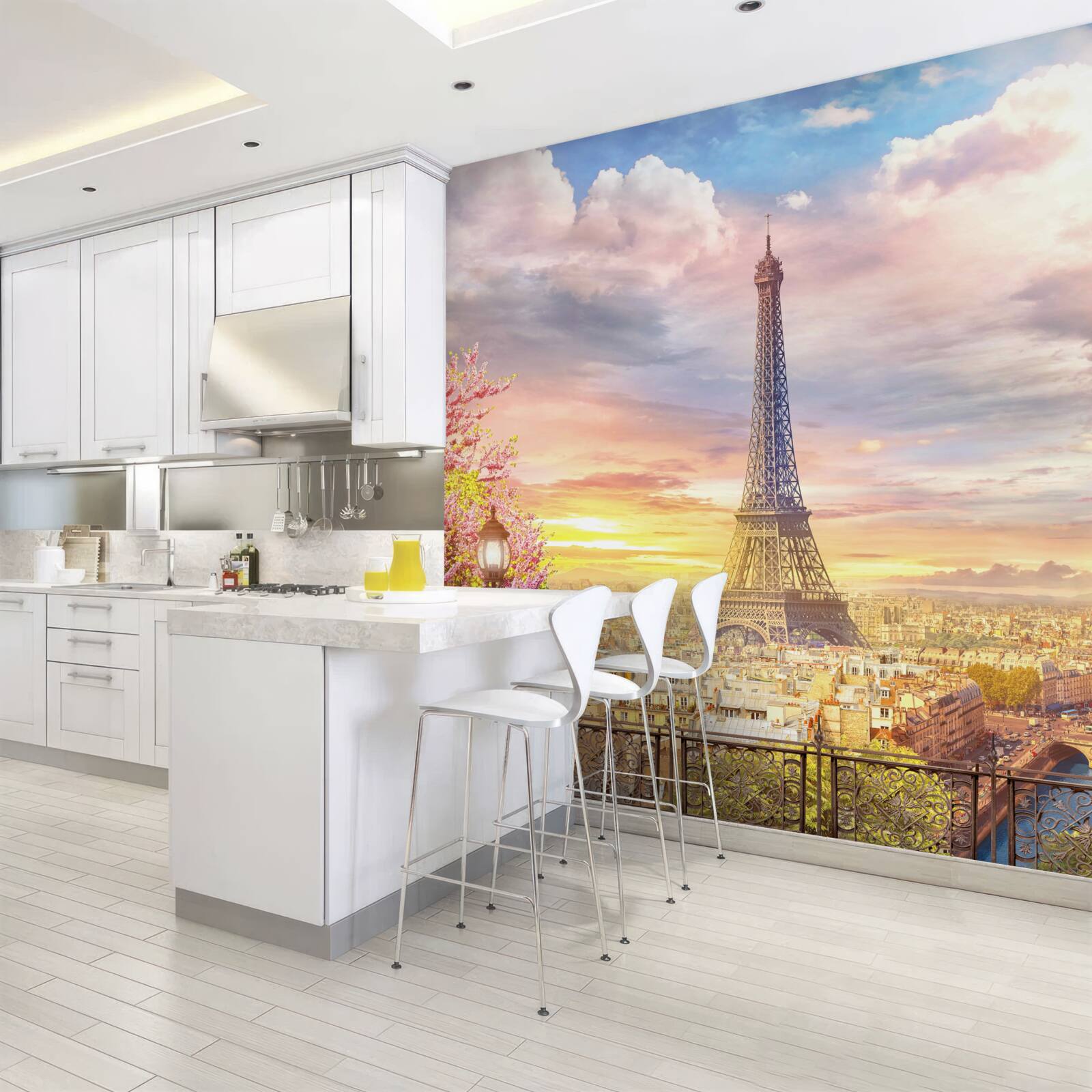 Фотошпалери хмарна панорама Ейфелевої вежі