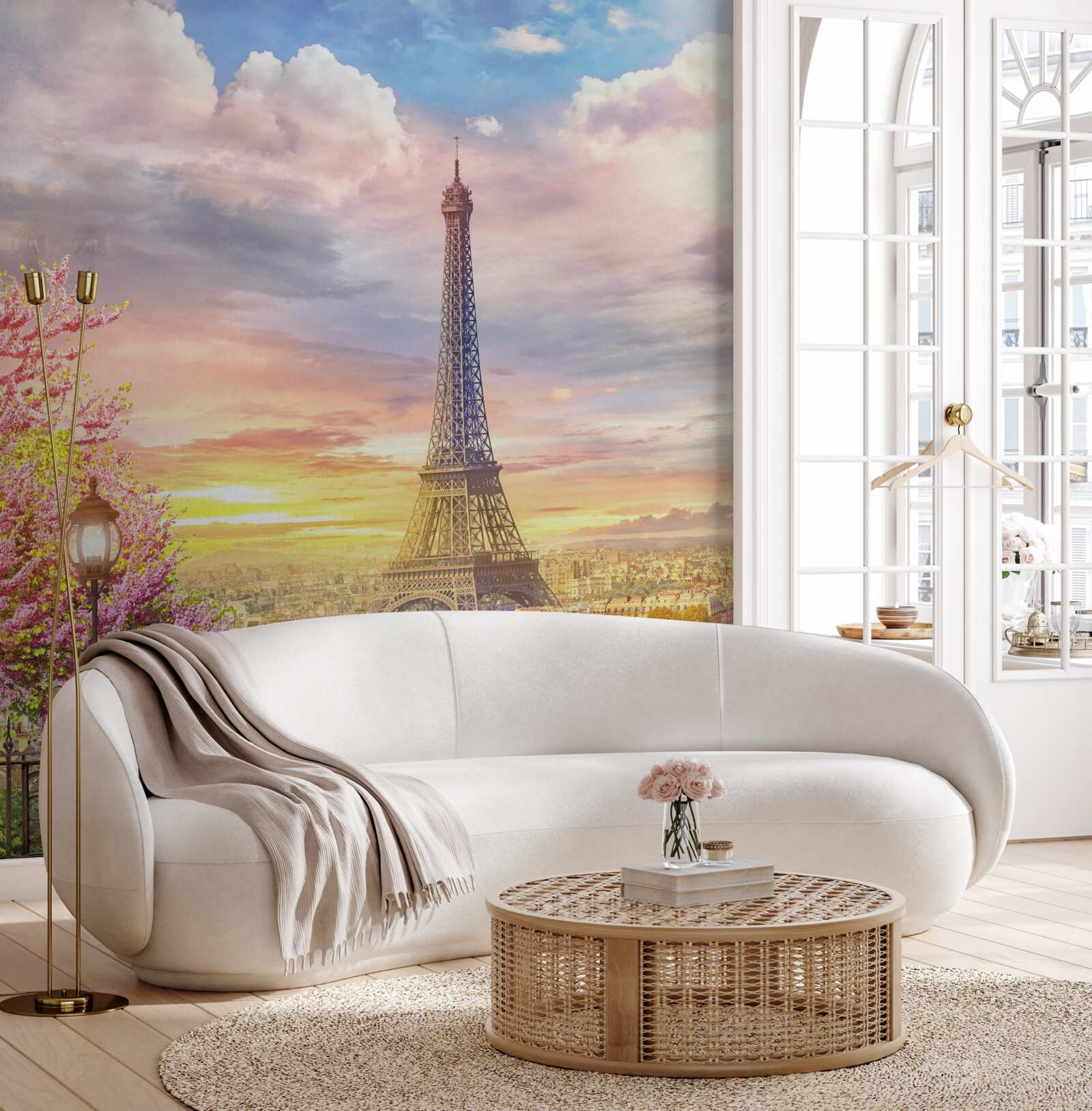 Фотошпалери хмарна панорама Ейфелевої вежі