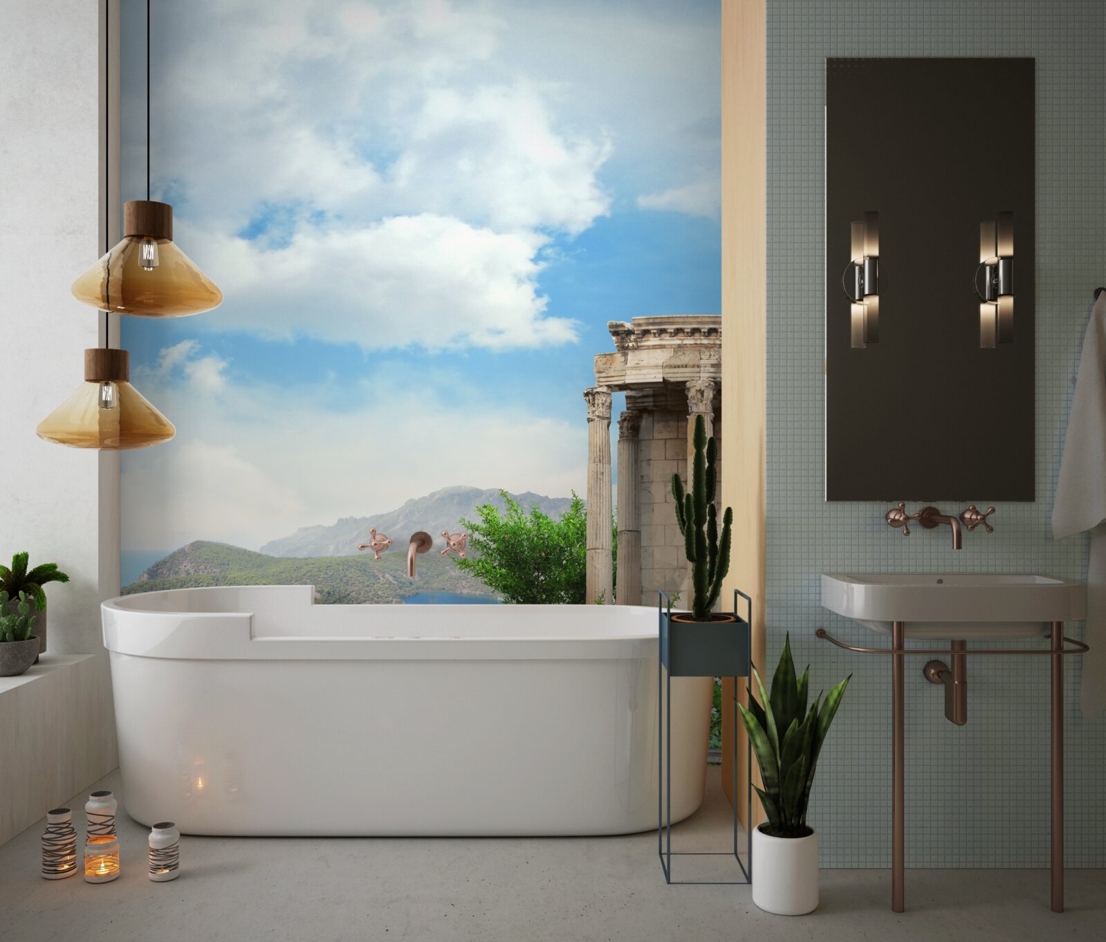 Фотошпалери водний об'єкт у саду