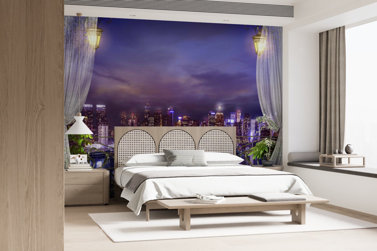 Фотошпалери нічне місто з балкона