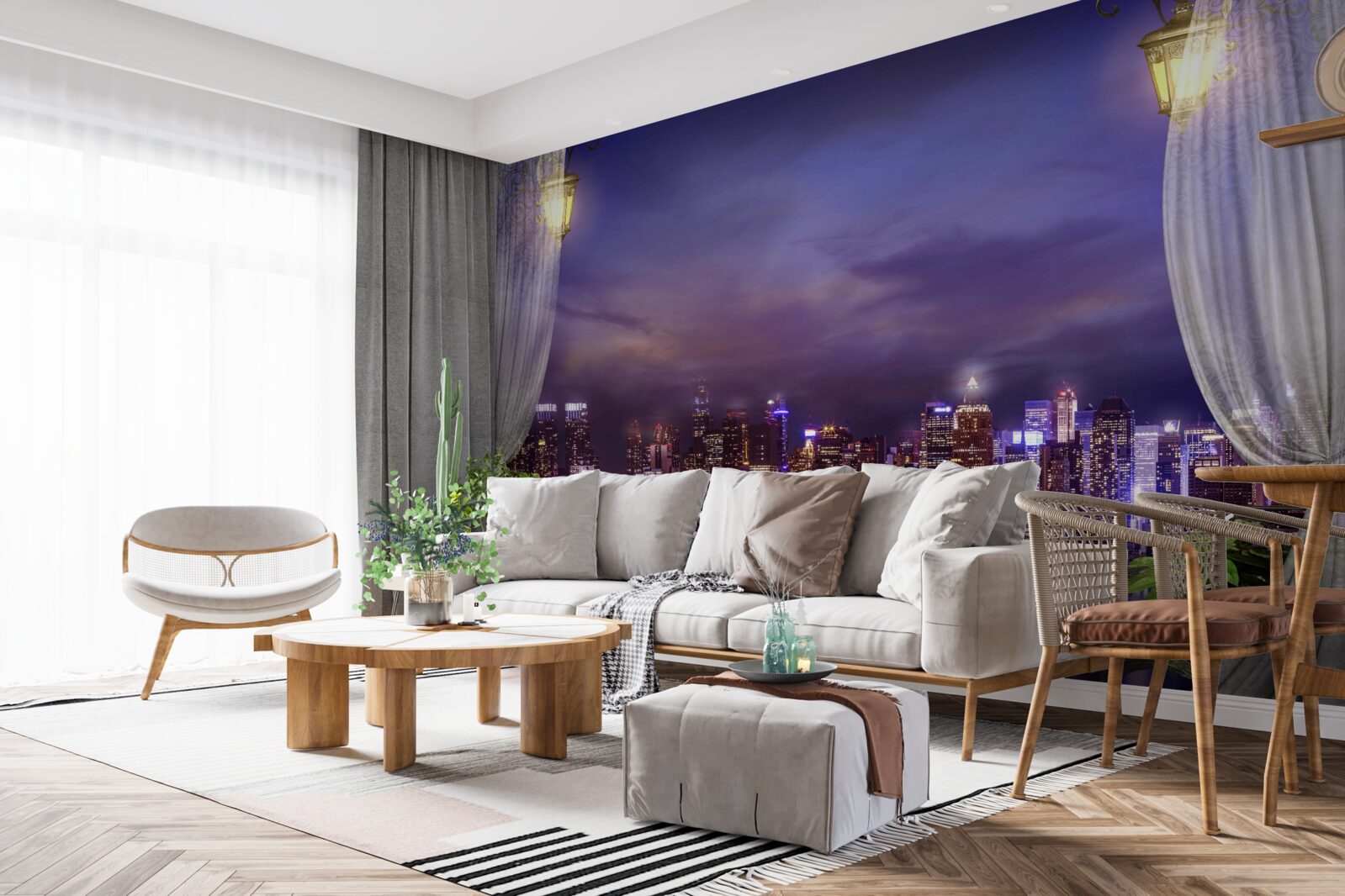 Фотошпалери нічне місто з балкона