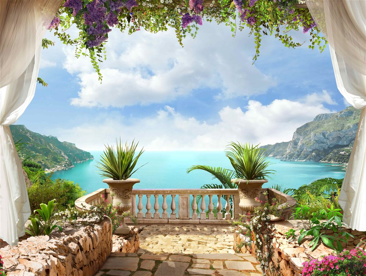 Фотошпалери зручний балкон з рослинами