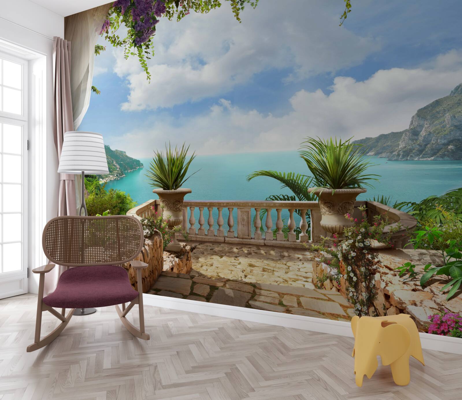 Фотошпалери зручний балкон з рослинами