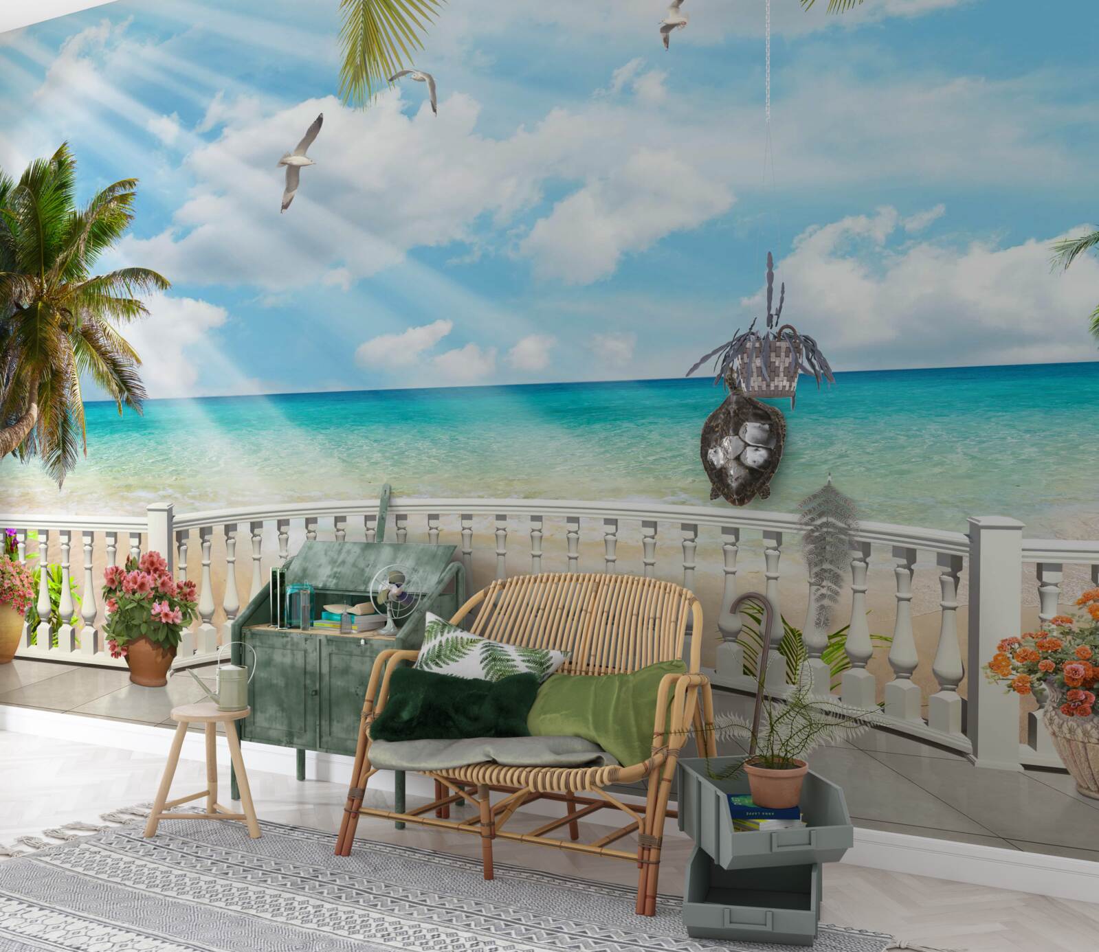 Фотошпалери лоджія з видом на океан