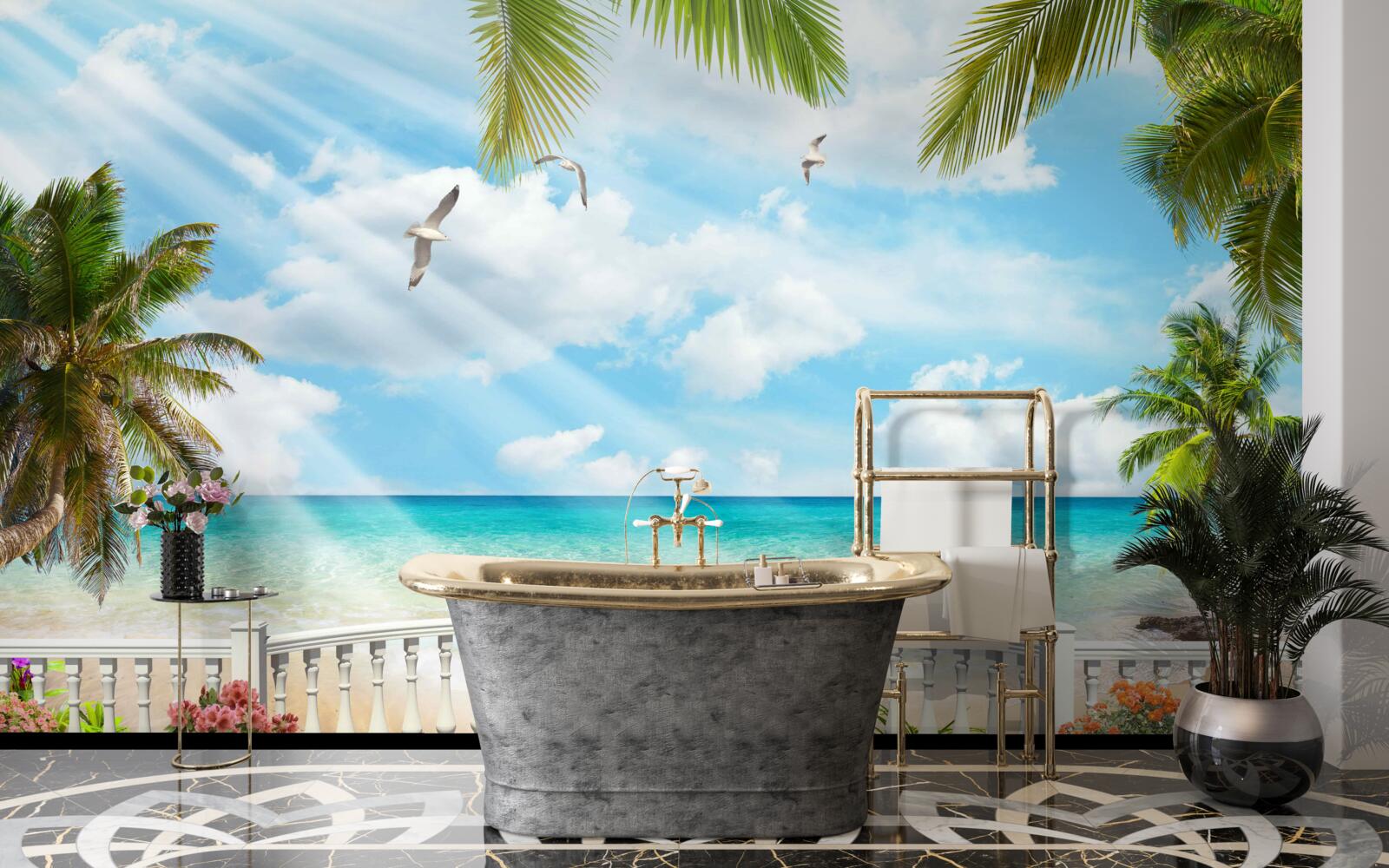 Фотошпалери лоджія з видом на океан