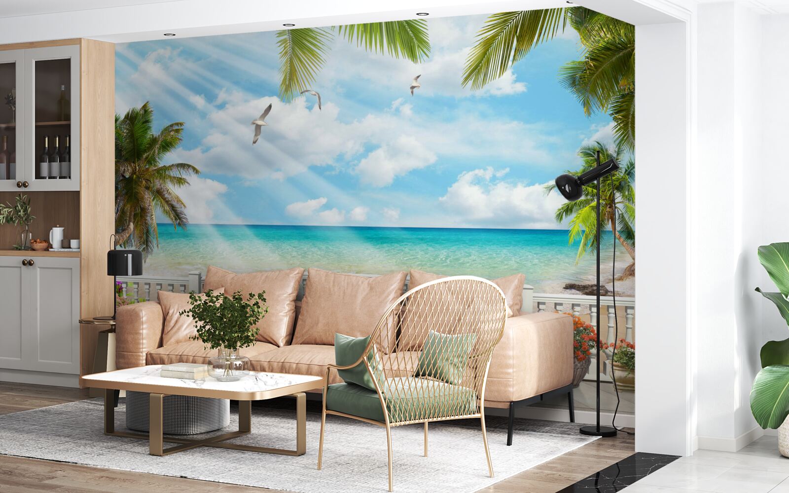 Фотошпалери лоджія з видом на океан