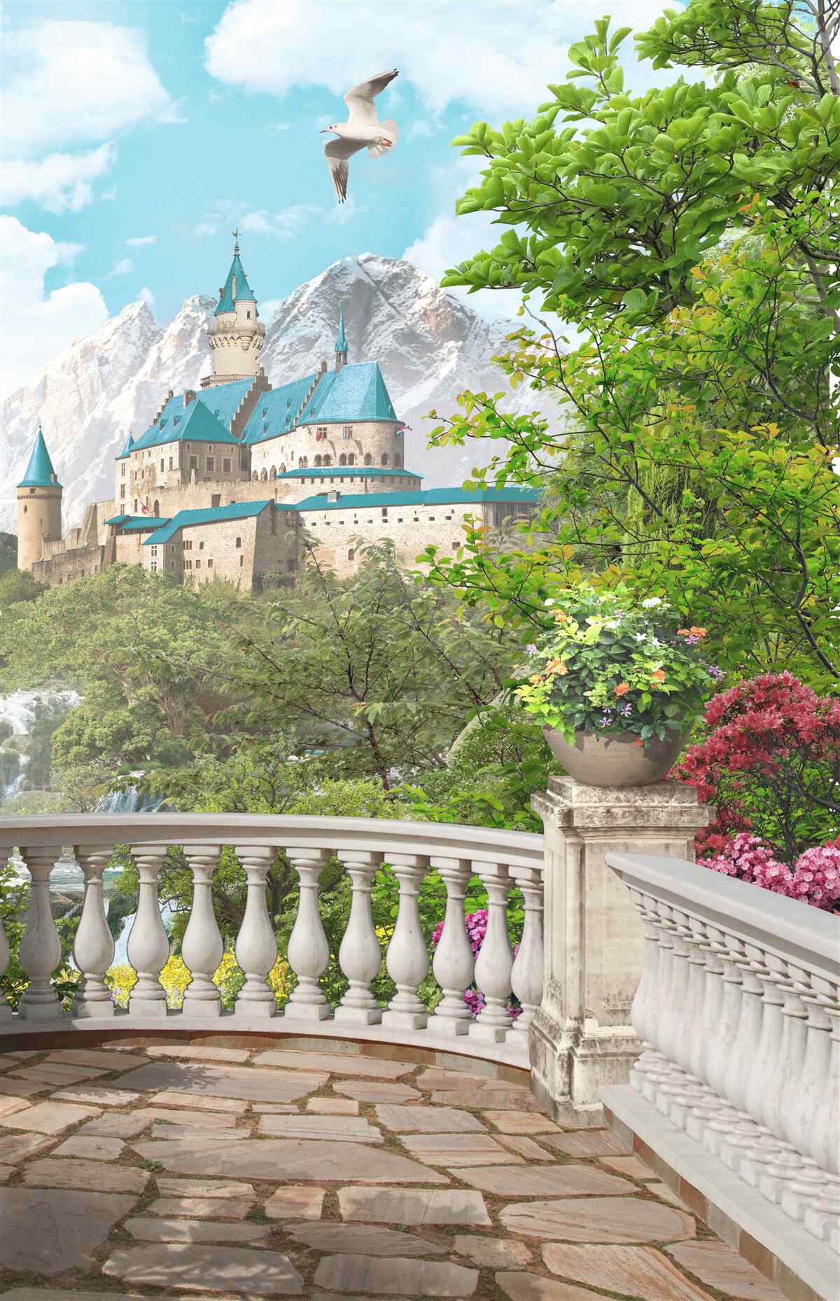 Фотошпалери лоджія з видом на фортецю