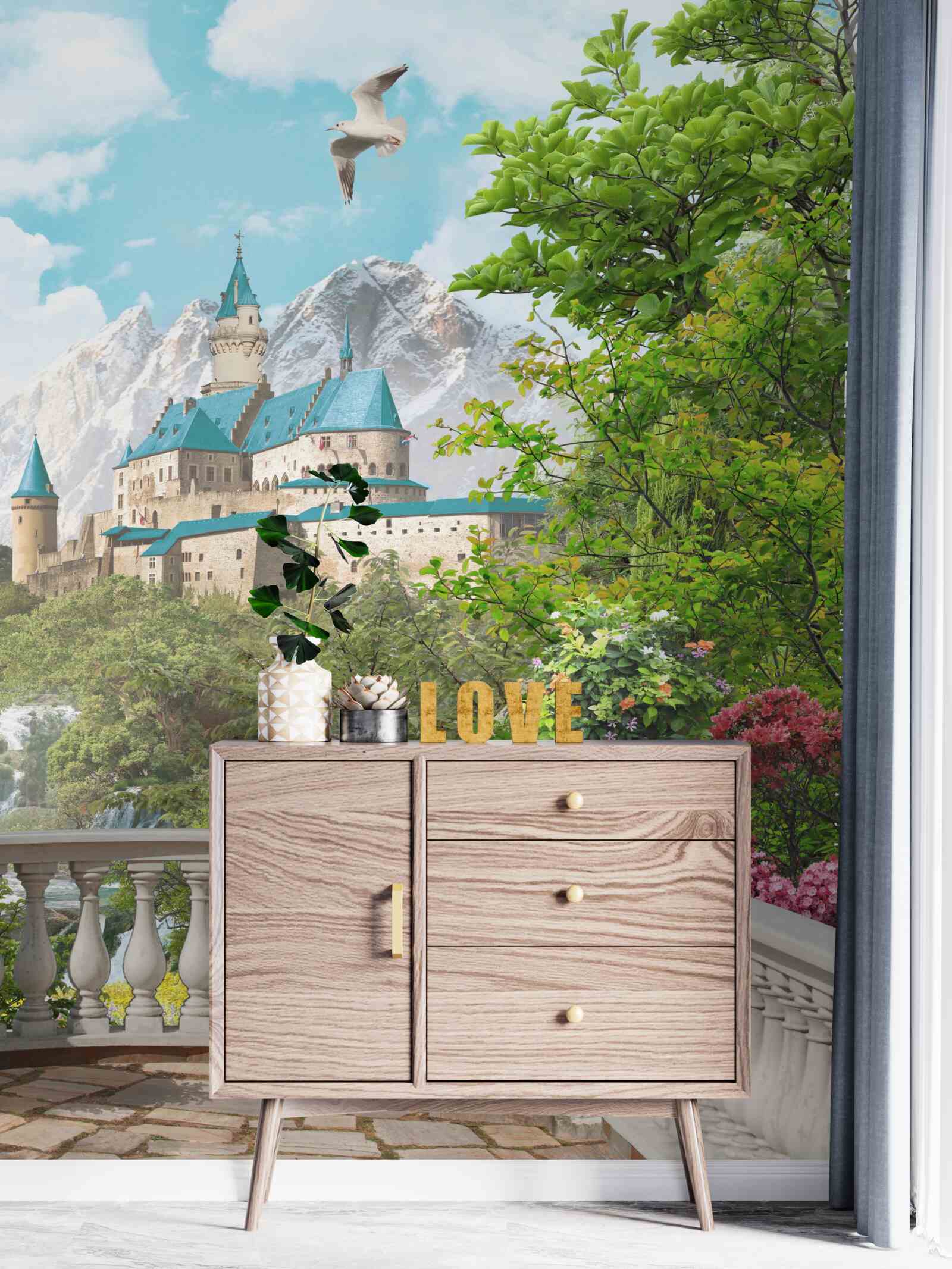 Фотошпалери лоджія з видом на фортецю