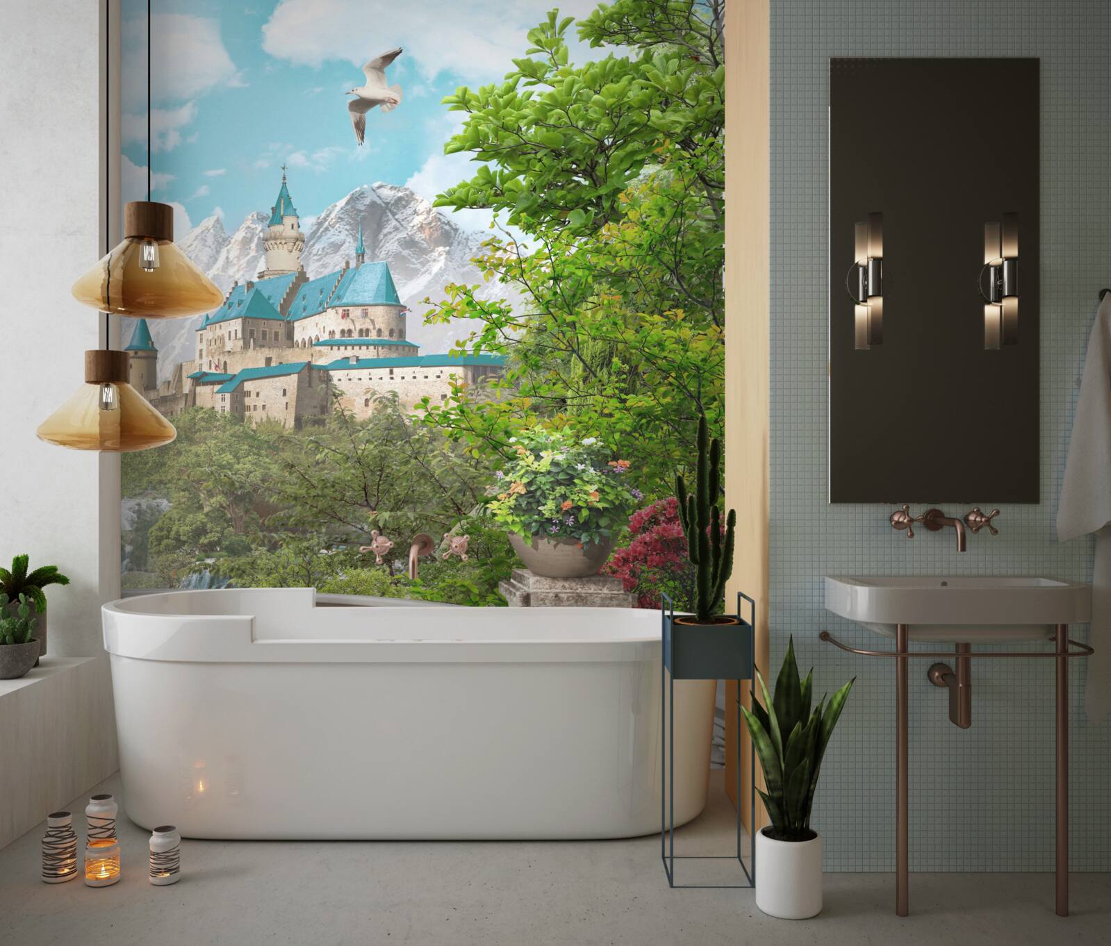 Фотошпалери лоджія з видом на фортецю