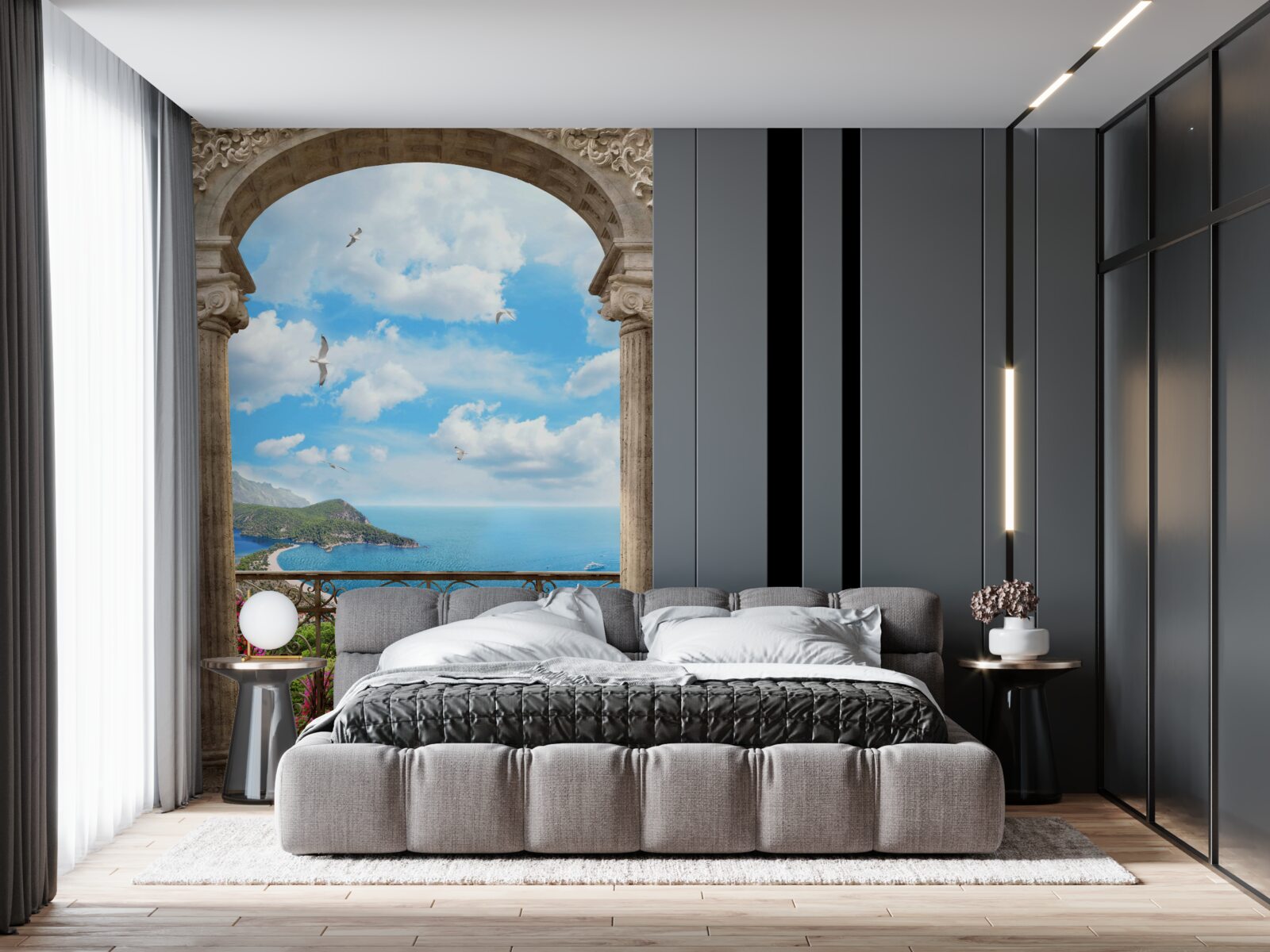 Фотошпалери арочний балкон з видом на океан