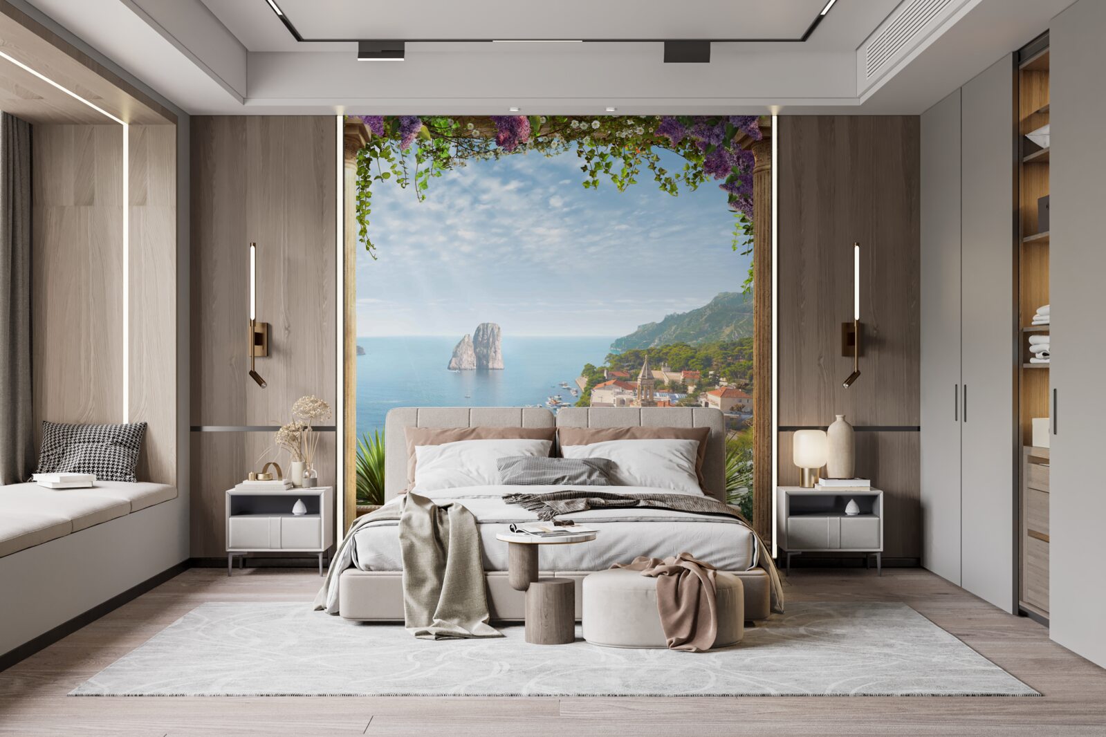 Фотошпалери панорама історичного міста та моря