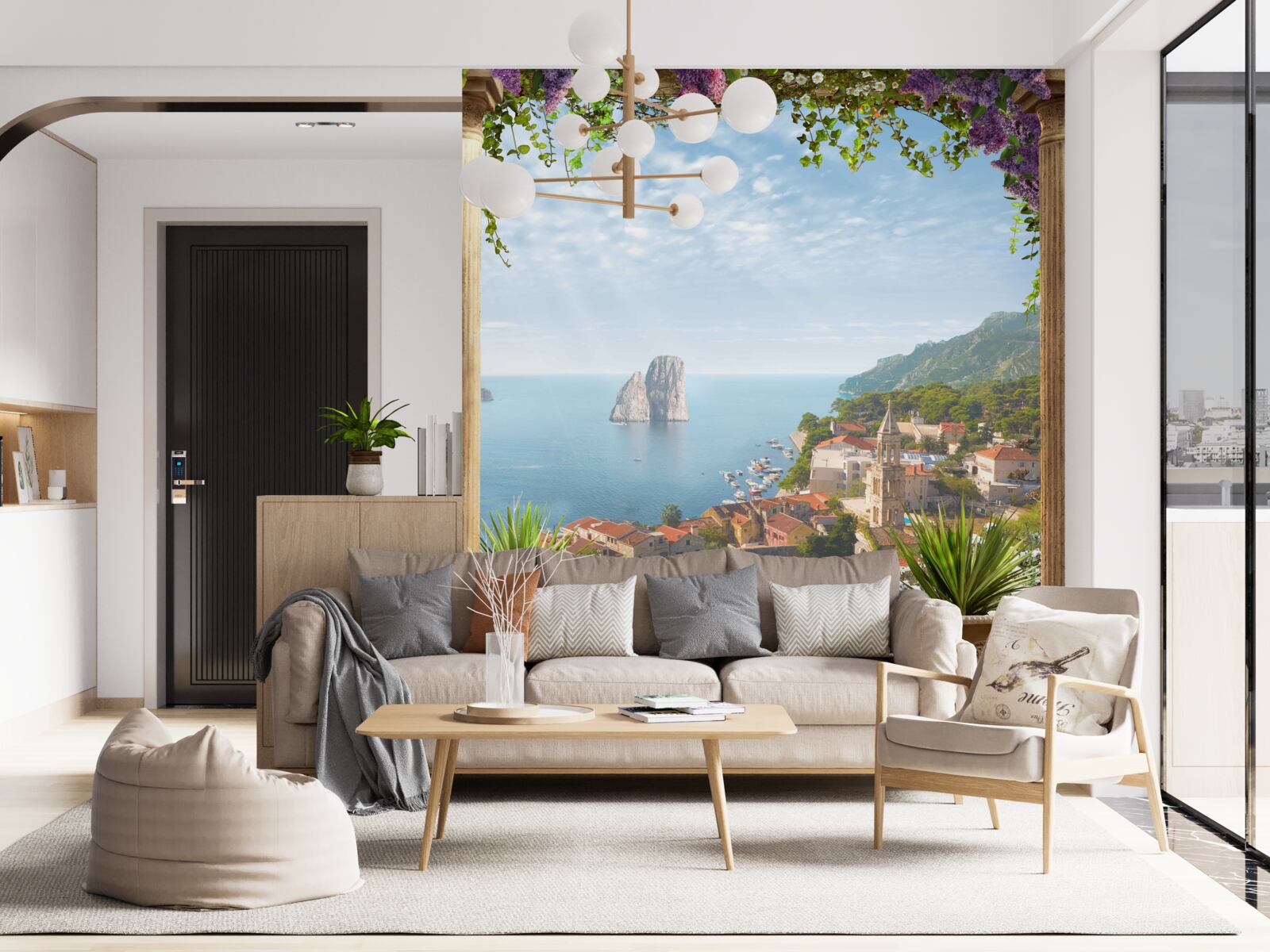 Фотошпалери панорама історичного міста та моря