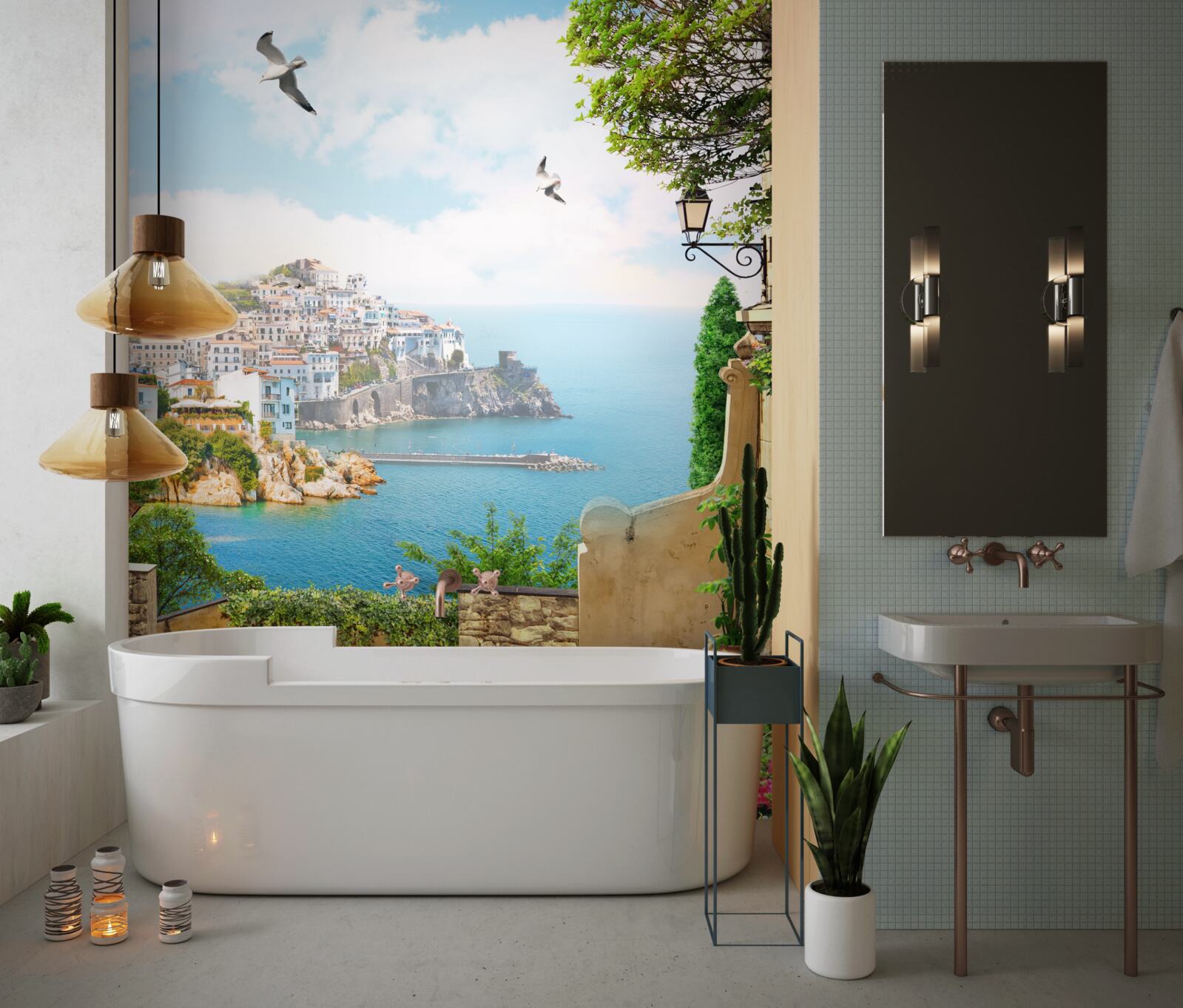 Фотошпалери будинки на узбережжі