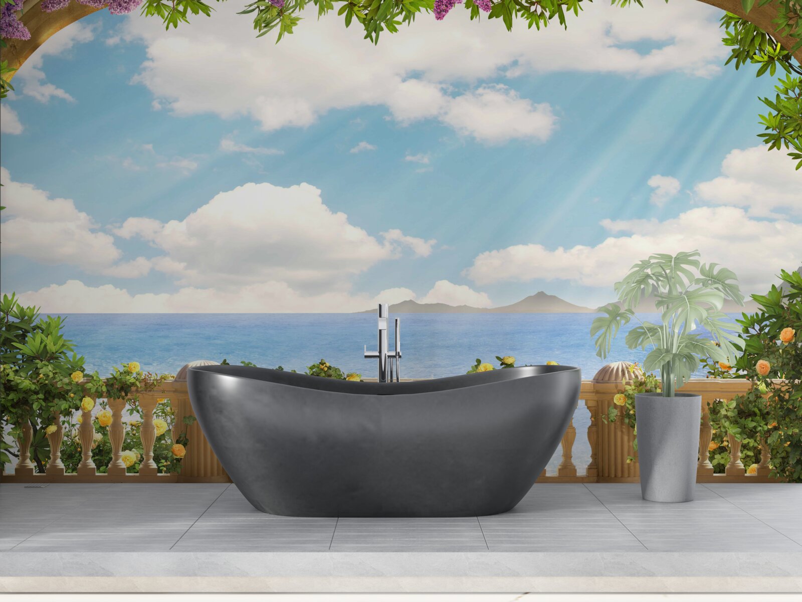 Фотошпалери панорама моря і хмарного неба