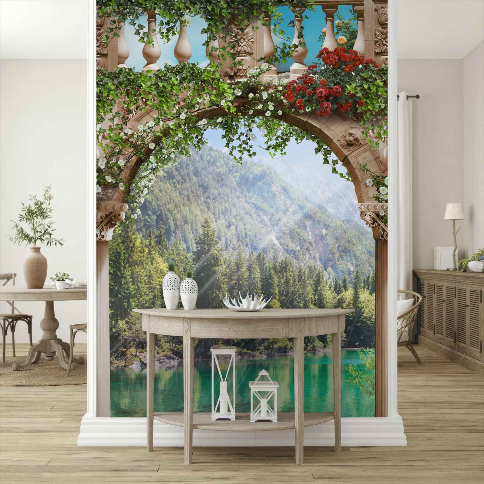 Фотошпалери човен, прикрашений квітами біля носа