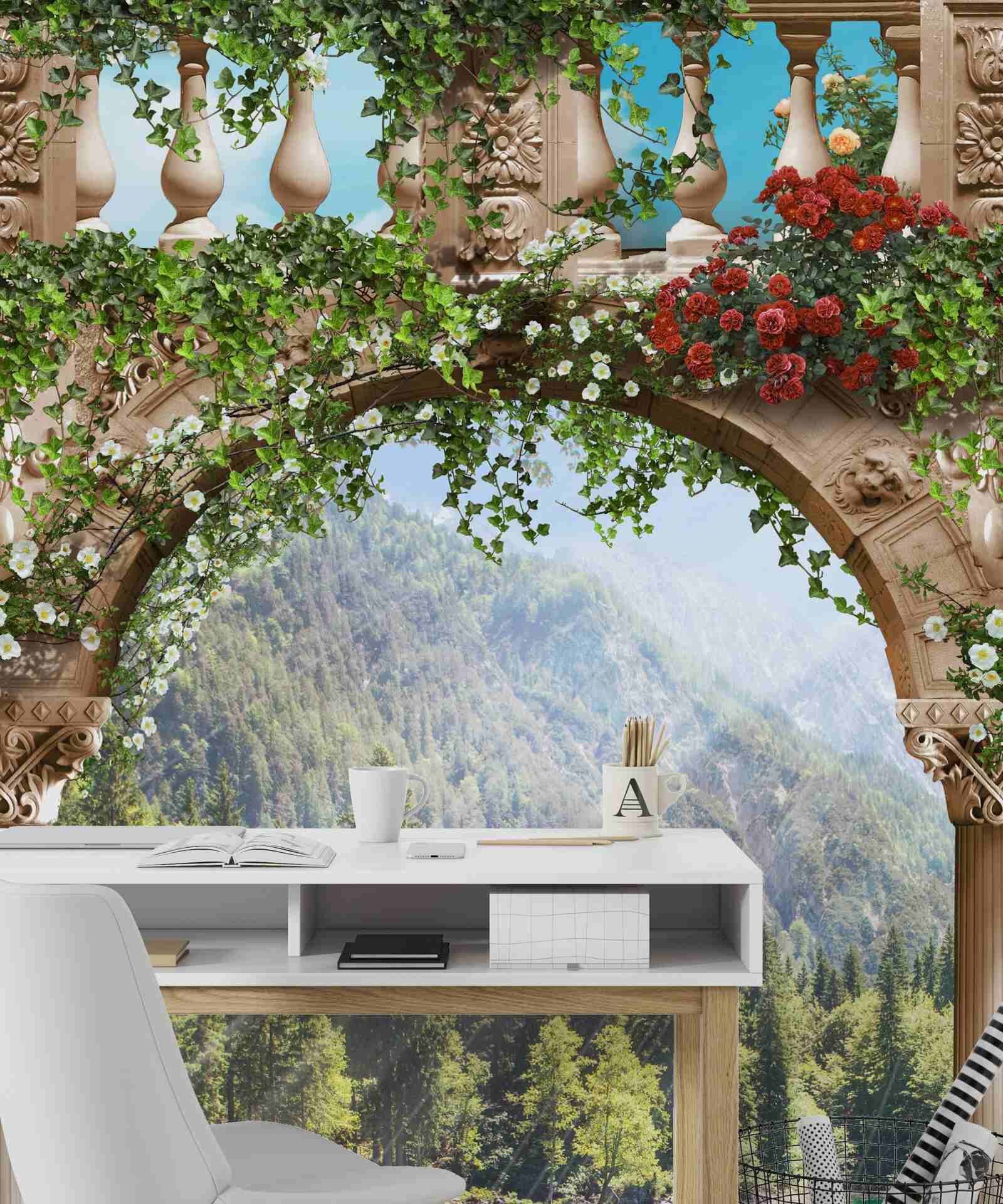 Фотошпалери човен, прикрашений квітами біля носа