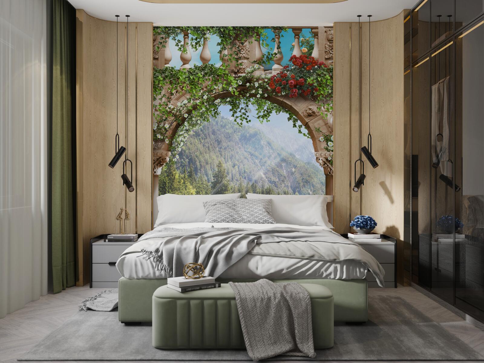 Фотошпалери човен, прикрашений квітами біля носа