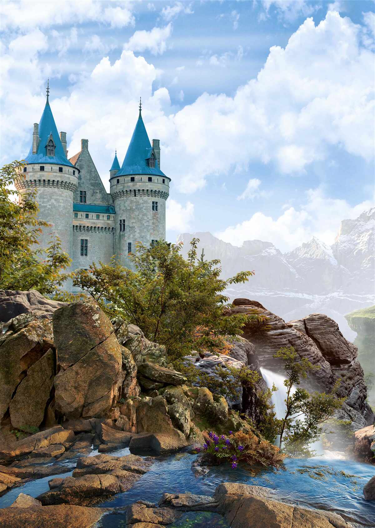 Фотошпалери казковий замок, висічений у скелях